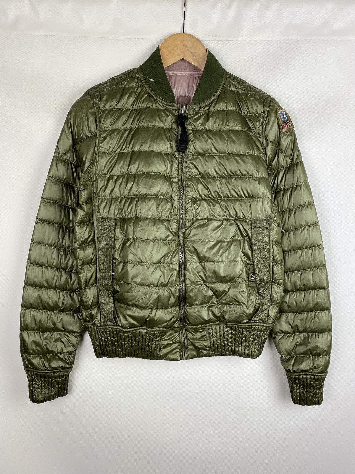 Image of Parajumpers Reversible Ladies Down Bomber Jacket Size S in Olive, Women's