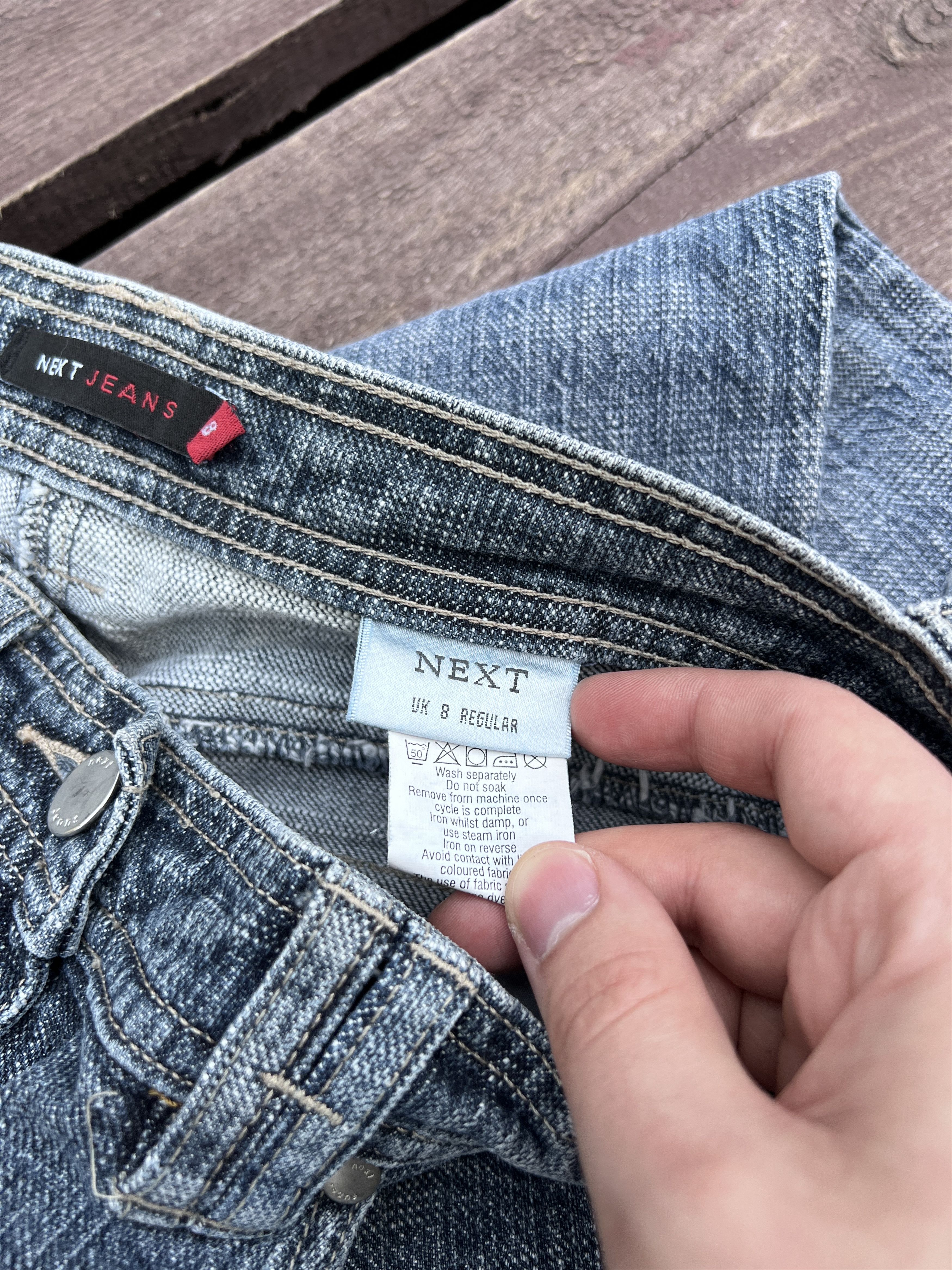 NEXT Next Y2K Vintage Flare Jeans Washed Denim Size 27" / US 4 / IT 40 - 15 Thumbnail