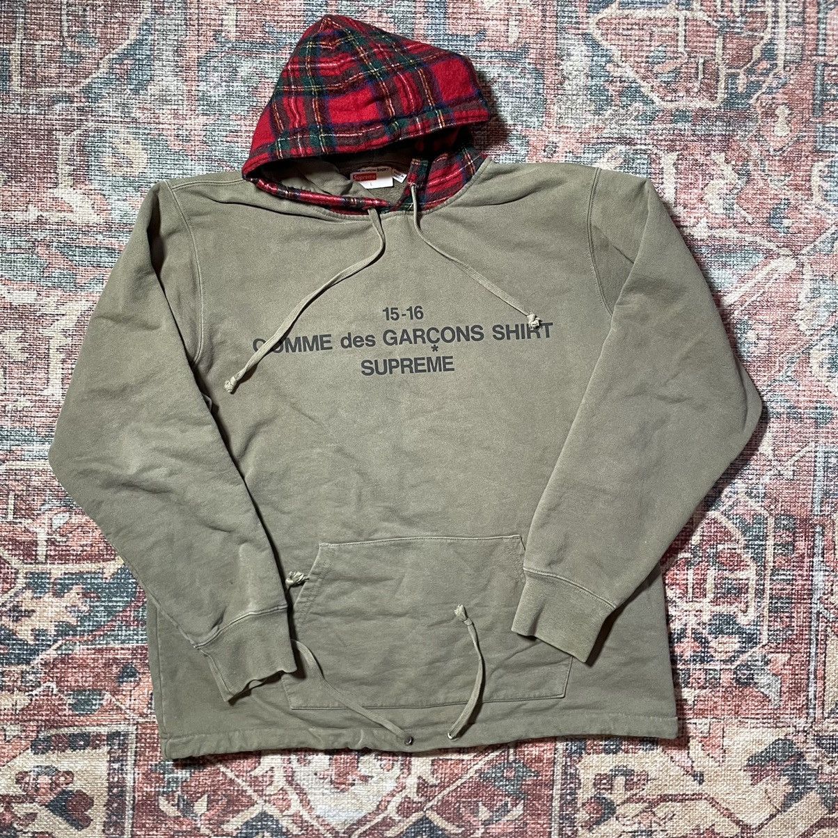 Cdg supreme plaid hoodie best sale