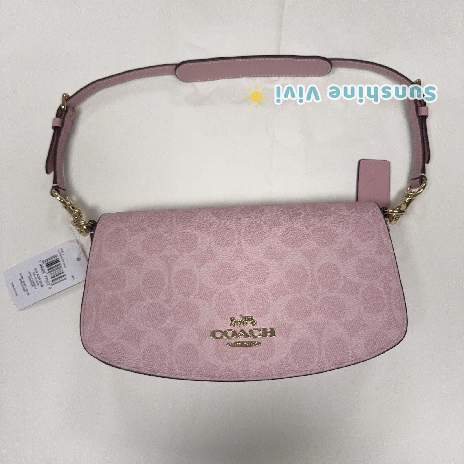 Coach NWT Coach Andrea Shoulder Bag Signature CV973 In Powder Pink Size ONE SIZE - 2 Thumbnail