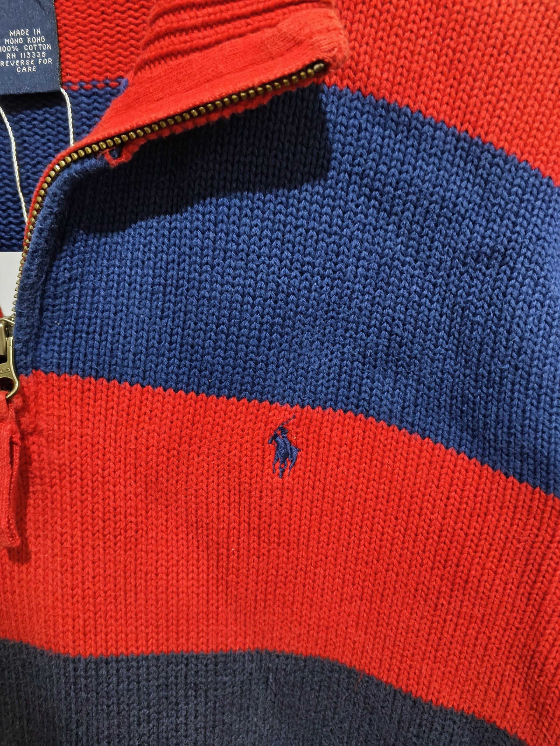 Polo Ralph Lauren 90s Polo Ralph Lauren Striped Half Zip Cotton Sweater Size US XS / EU 42 / 0 - 3 Thumbnail