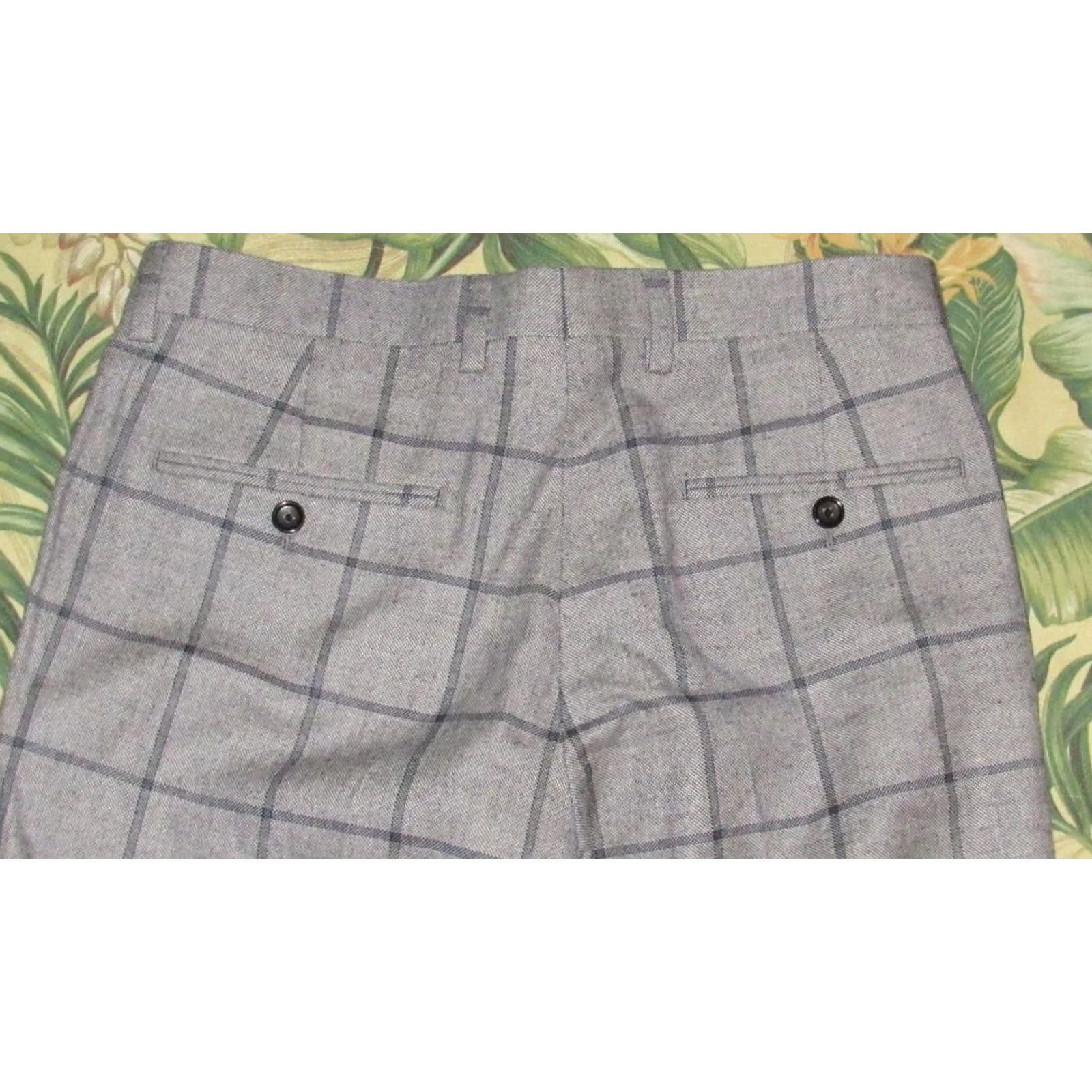 Vintage J CREW Dress Pants Grey Blue Windowpane Wool Blend 30 x 30 Men Size US 30 / EU 46 - 4 Thumbnail