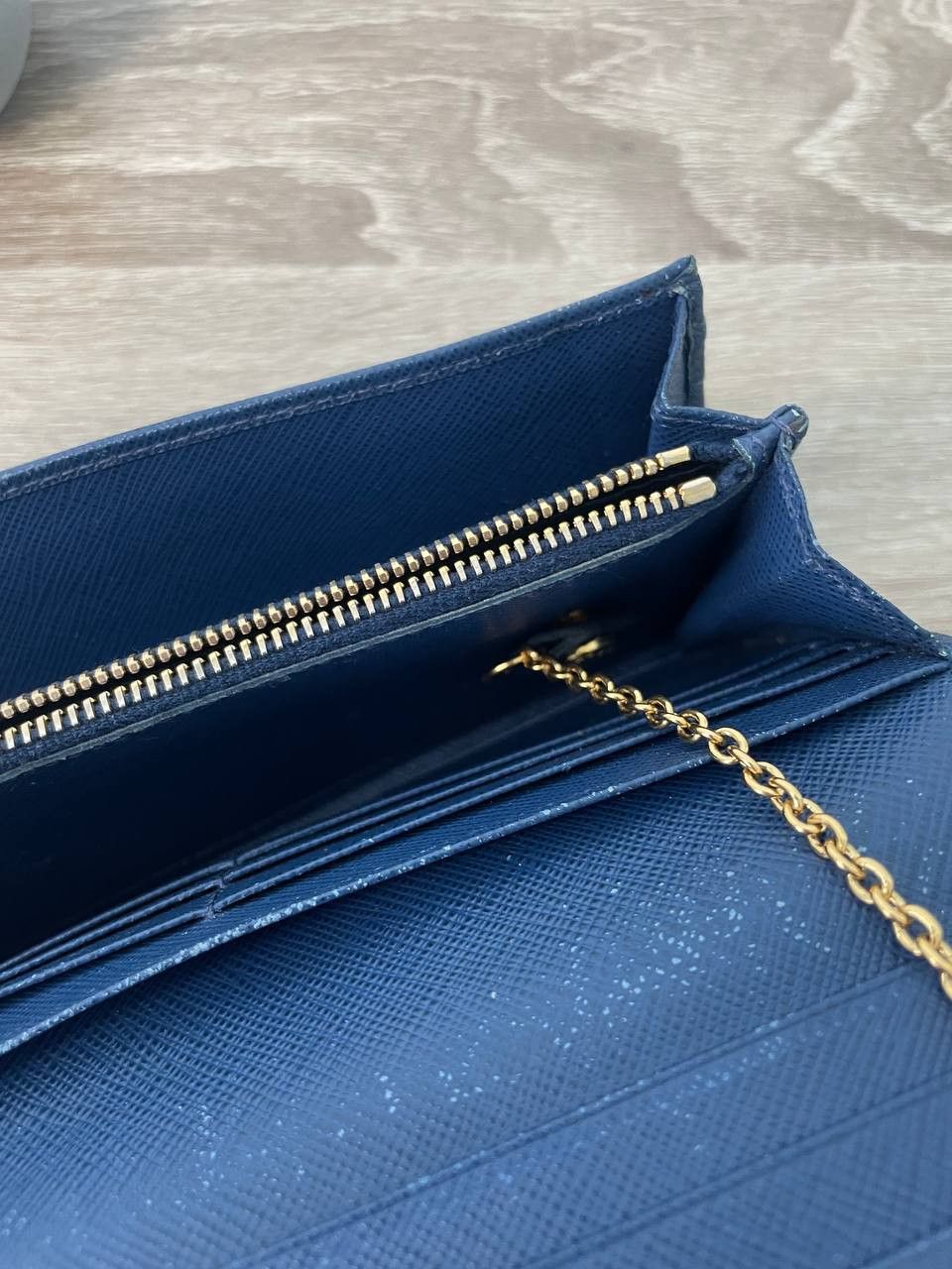 Prada PRADA Blue Saffiano Leather Continental Textured Long Wallet Size ONE SIZE - 12 Thumbnail