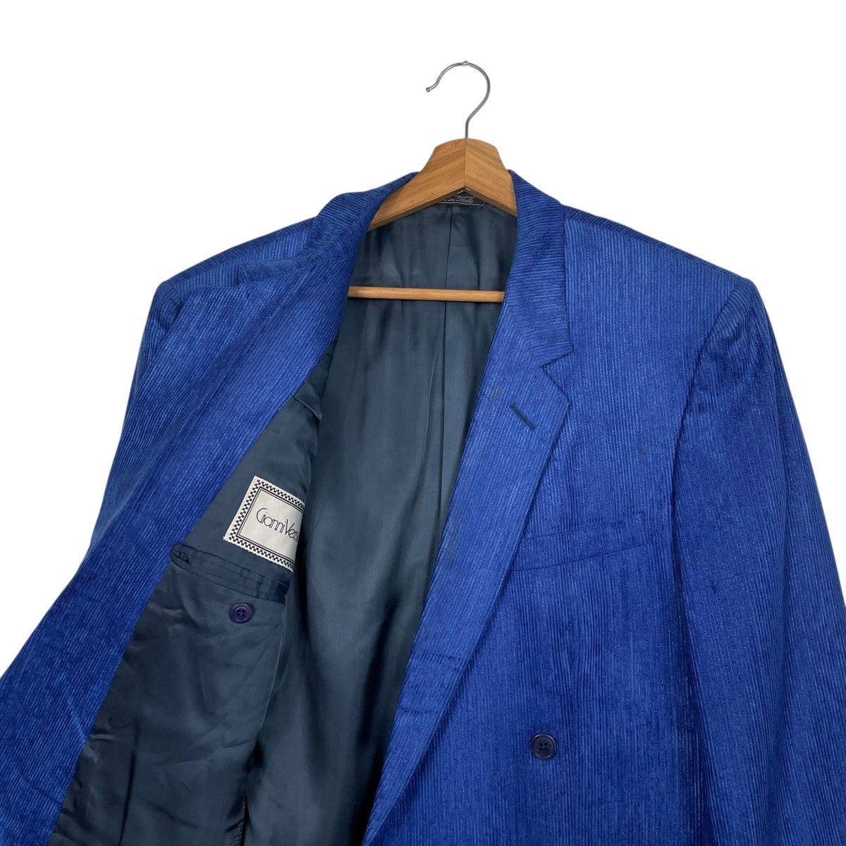 Versace Vintage Blue Gianni Versace Double Breasted Wool Jacket Size US S / EU 44-46 / 1 - 10 Thumbnail
