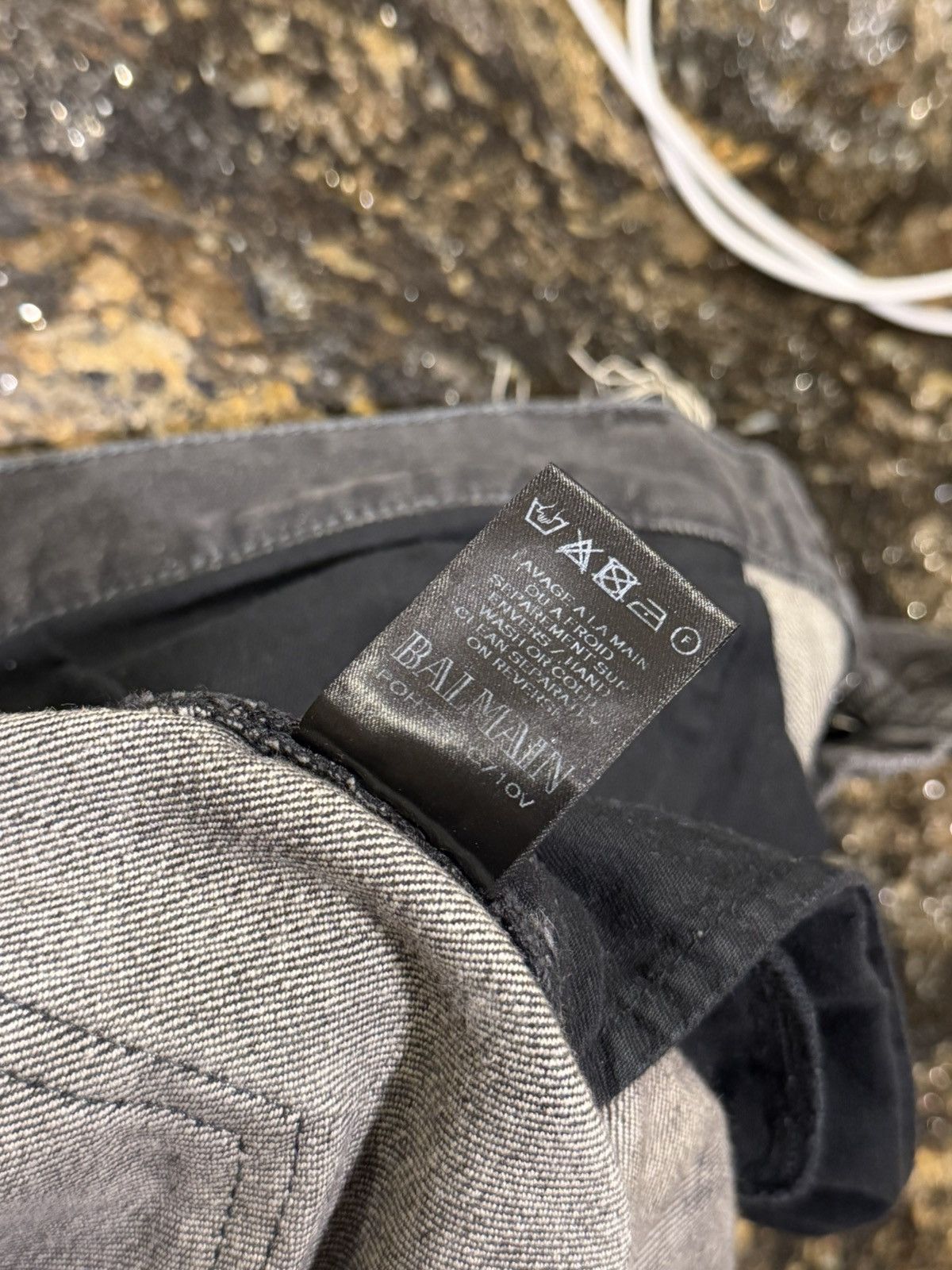 Balmain Balmain Moto Biker Distressed Stone Dark Gray Denim Jeans Size US 36 / EU 52 - 10 Thumbnail