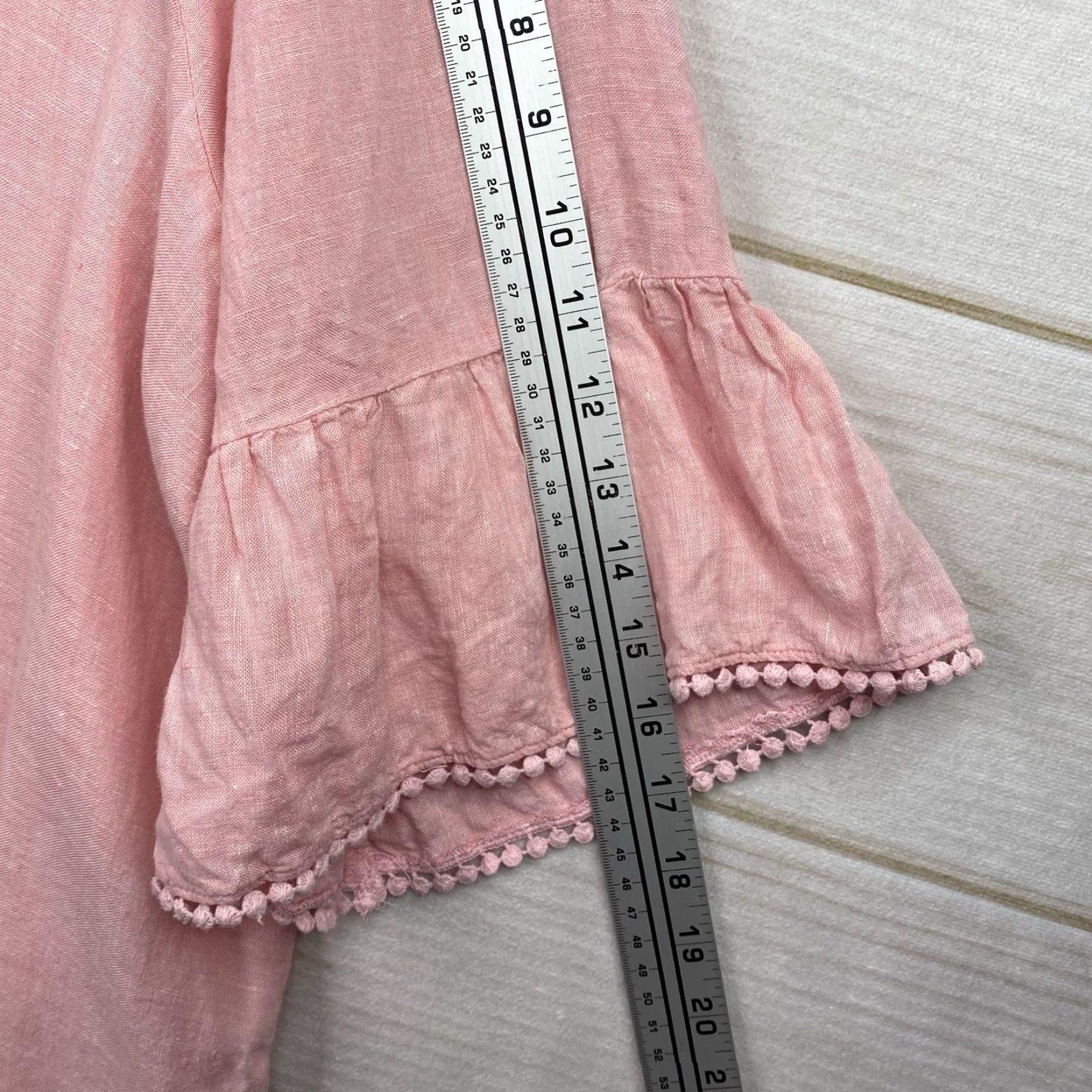 Vintage Tahari Blouse Pink 100% Linen Bell Sleeve 1X Tunic Womens Beach Bohemian Shirt Crew Neck Linen Size XL / US 12-14 / IT 48-50 - 5 Thumbnail