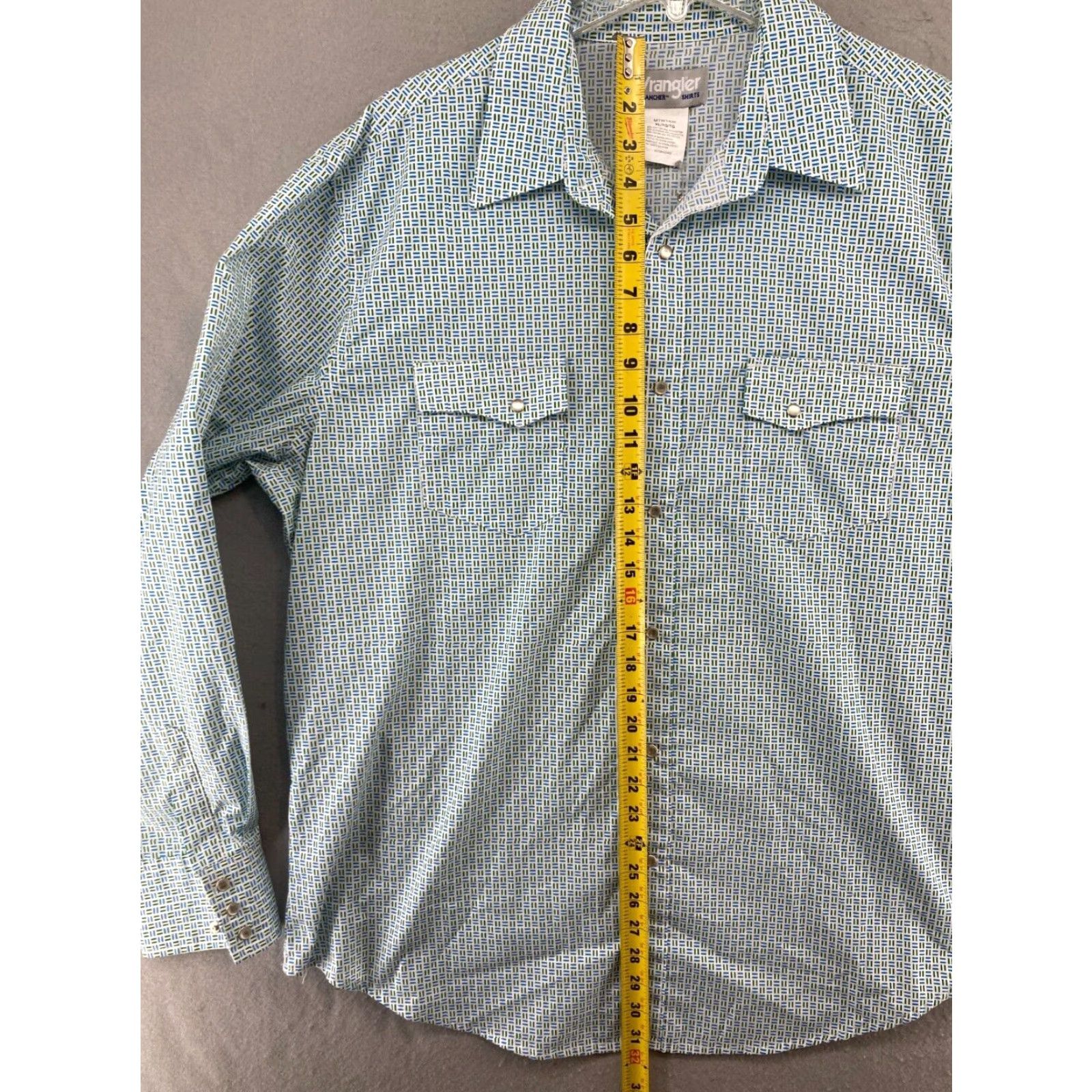 Wrangler Wrangler Wrancher Shirt Mens XL Blue Check Pearl Snap Up Cowboy Size US XL / EU 56 / 4 - 3 Thumbnail