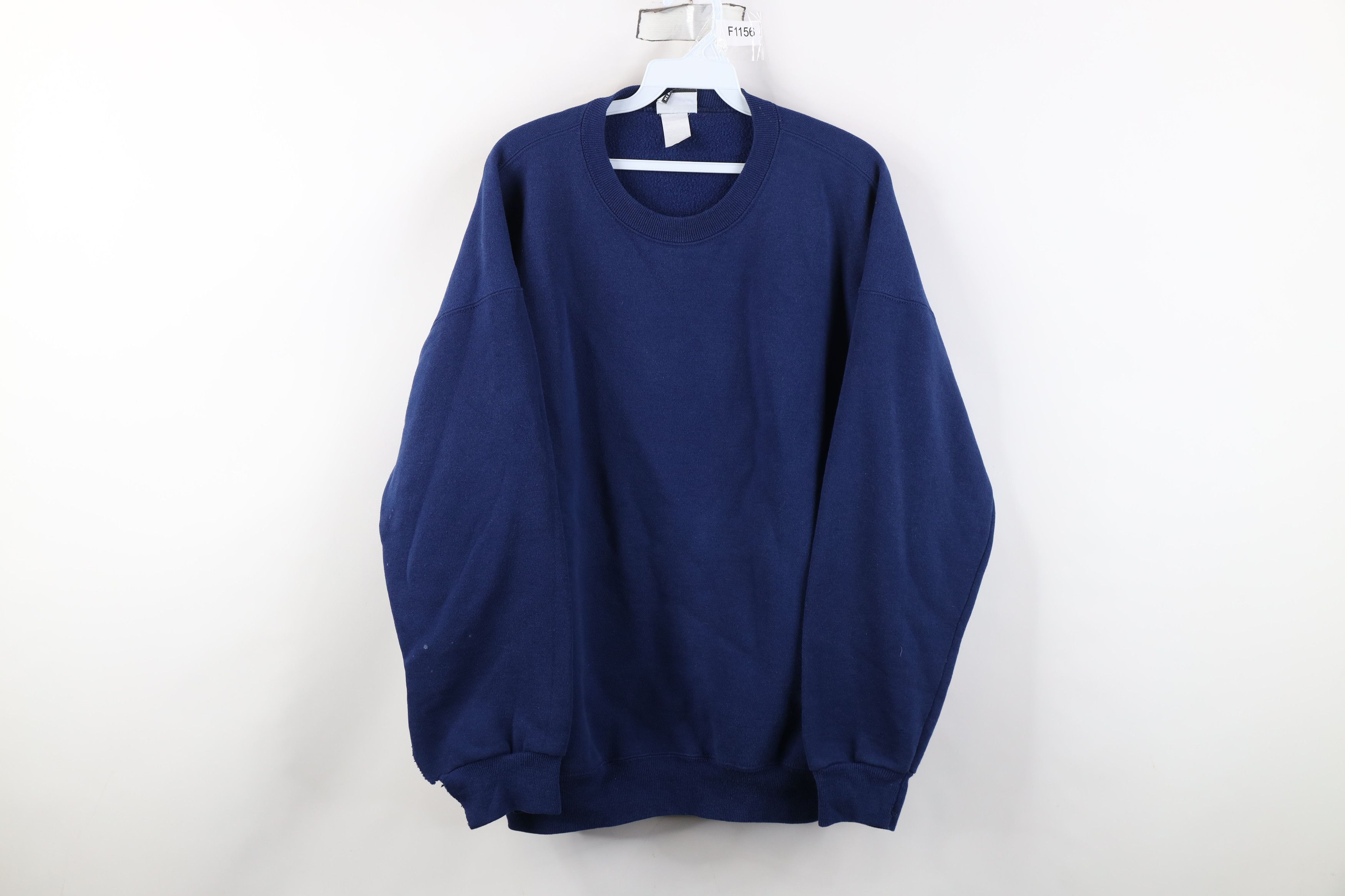 Vintage Vintage 90s Streetwear Blank Heavyweight Sweatshirt Blue USA Size US XXL / EU 58 / 5 - 1 Thumbnail