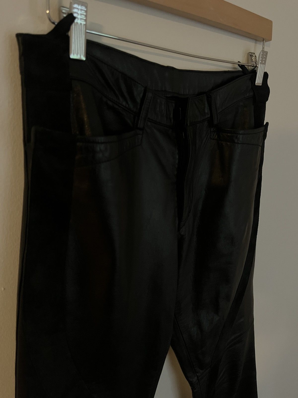 Jean Paul Gaultier Jean Paul Gaultier Leather Pants w/ Suede Stripe AW2002 Size US 30 / EU 46 - 4 Thumbnail