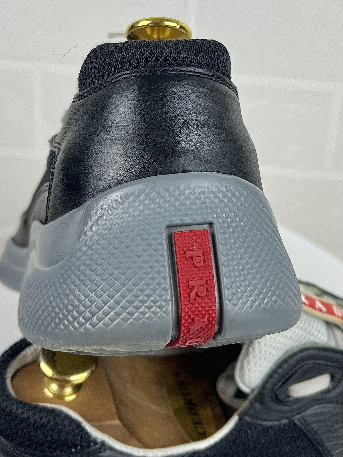 Prada PRADA Sneakers AMERICAS CUP Leather Fabric Shoes Red Tab Men Size US 8 / EU 41 - 10 Thumbnail