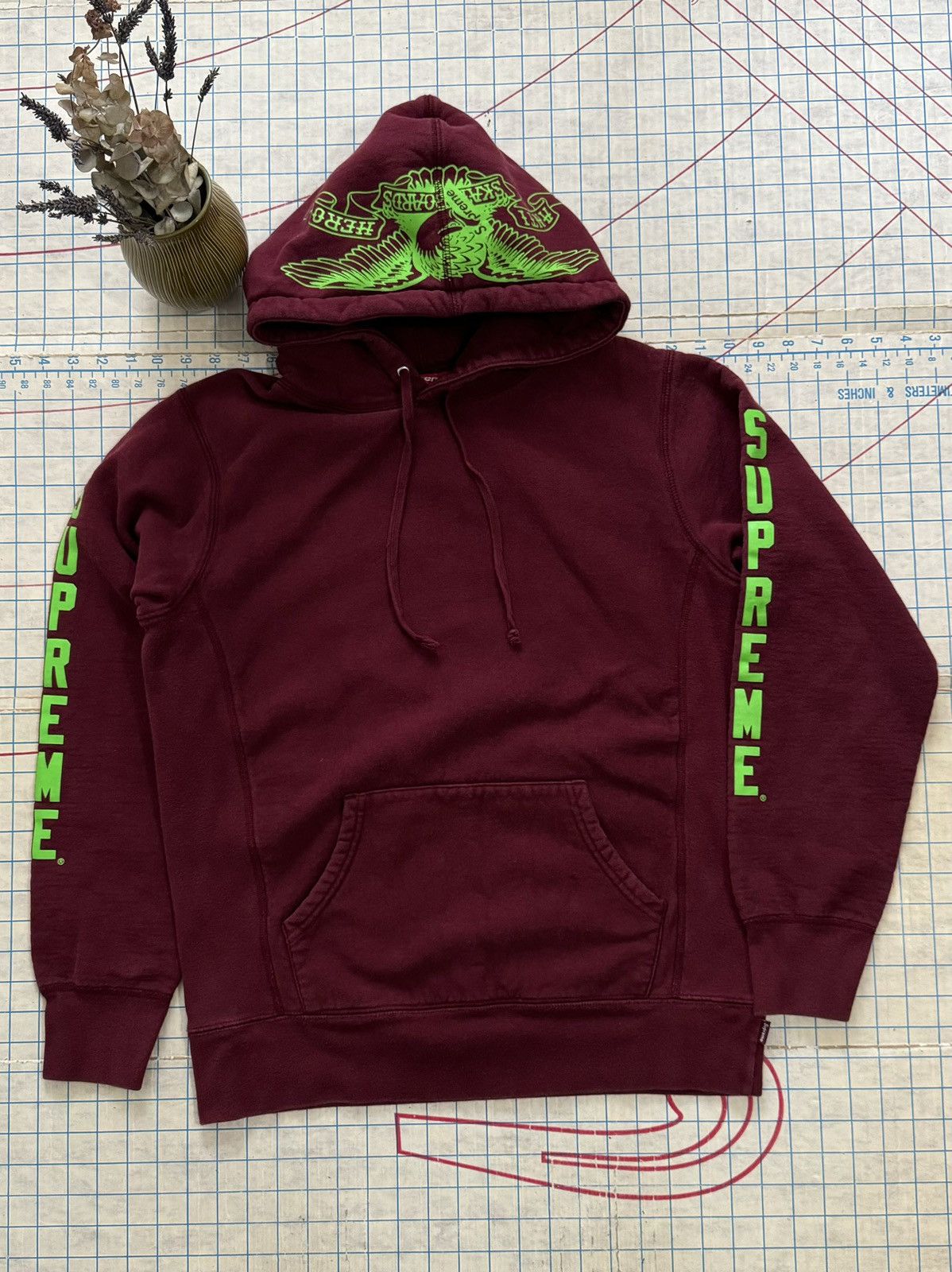 Supreme x Antihero Skateboard Hoodie Medium Maroon Sweatshirts Hoodies