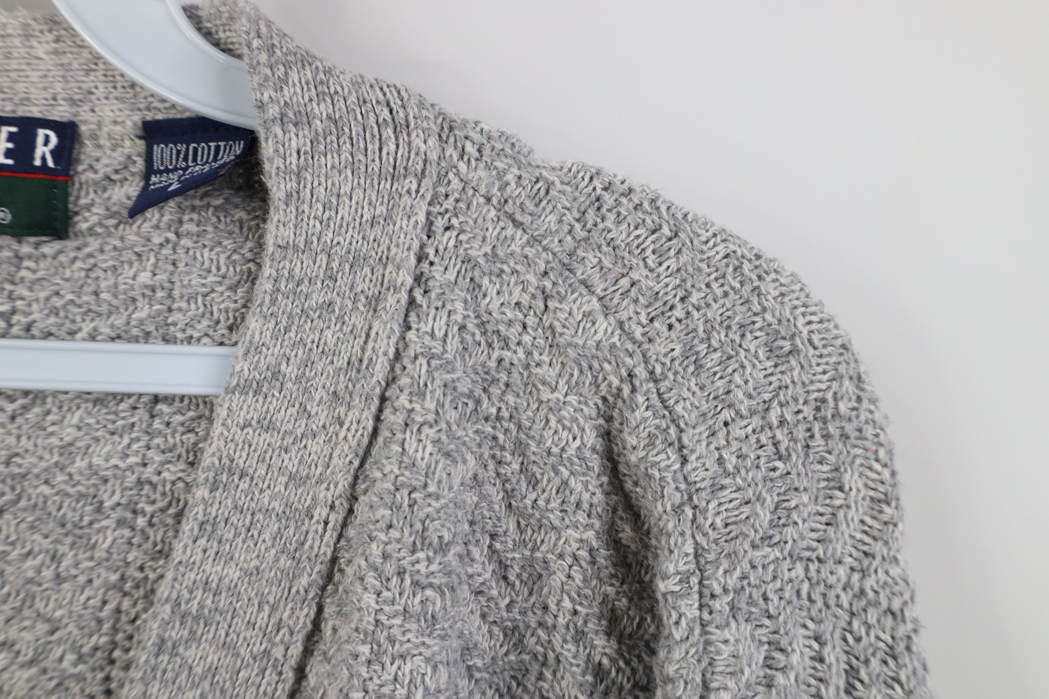 Vintage Vintage 90s Streetwear Cotton Knit Cardigan Sweater Gray USA Size US L / EU 52-54 / 3 - 6 Thumbnail