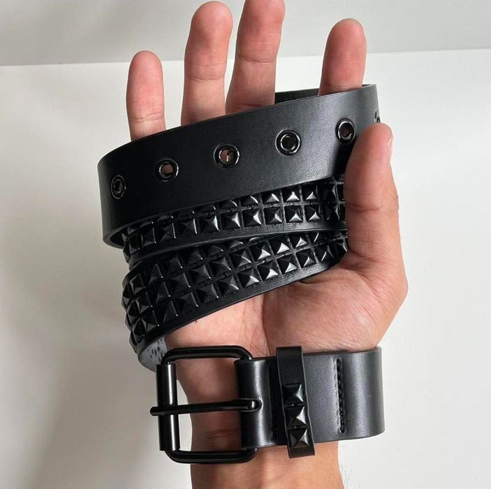 Japanese Brand Y2K 2000s classic pyramid studded black goth emo belt ...