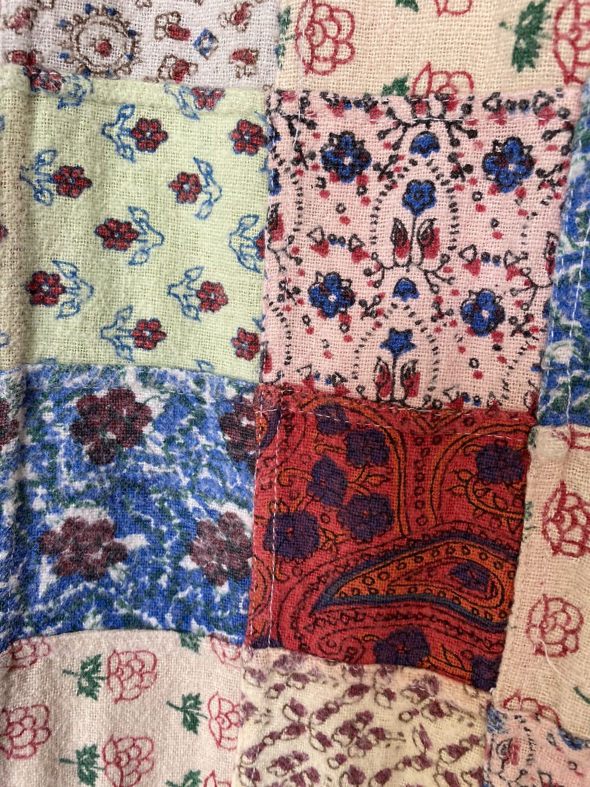 Super Lovers 1990s MU CHA CHA Japan Patchwork Flare bush Pants Size US 31 - 10 Thumbnail