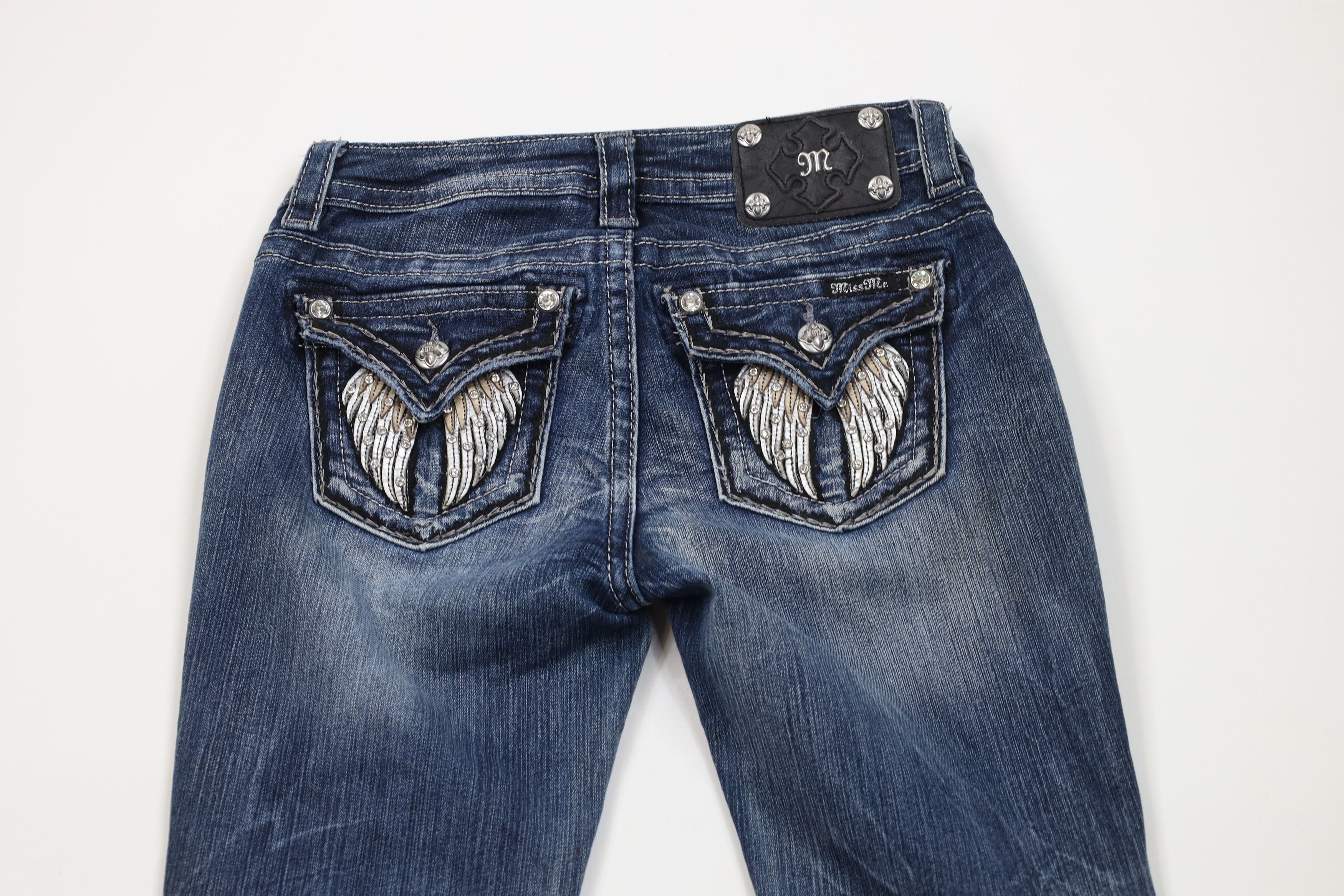 Miss Me Miss Me Thick Stitch Angel Wings Mid Rise Skinny Denim Jeans Size 27" / US 4 / IT 40 - 12 Thumbnail