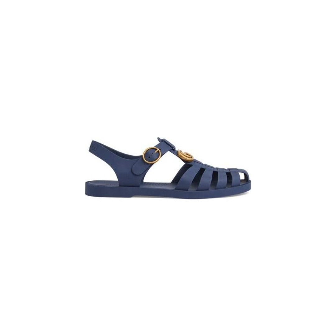 Gucci o1loc1c0625 Double G Rubber Sandals in Blue Size US 8.5 / EU 41-42 - 1 Thumbnail