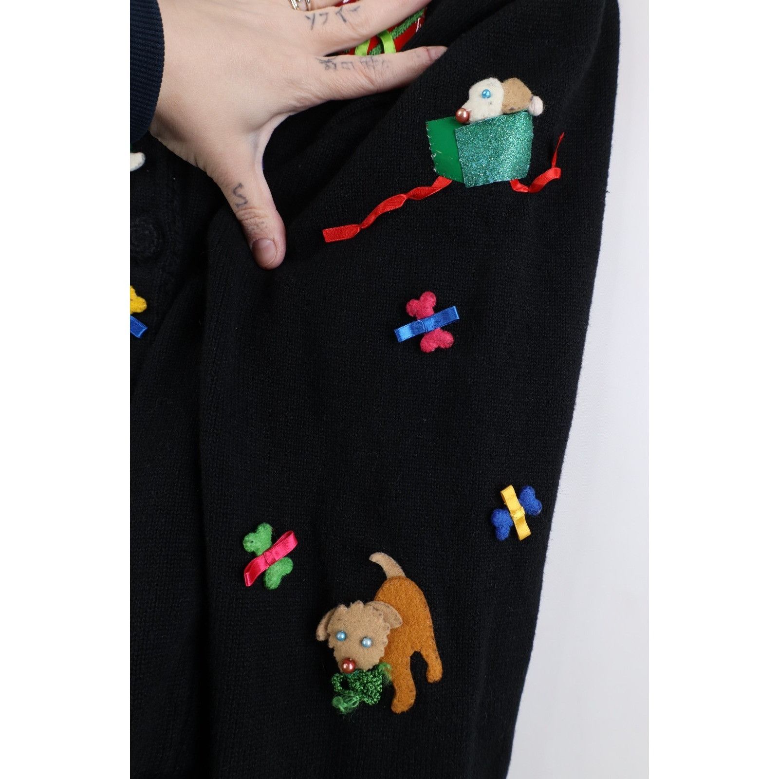 Vintage Vintage Y2K Michael Simon Christmas Dog Cardigan Sweater Size L / US 10 / IT 46 - 15 Thumbnail