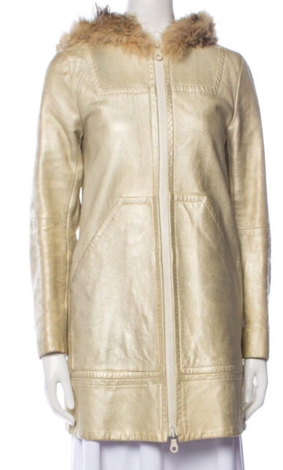 Marc Jacobs Marc Jacobs Golden Leather Fur Zip Hooded Coat Made USA SzXS Size XS / US 0-2 / IT 36-38 - 1 Thumbnail