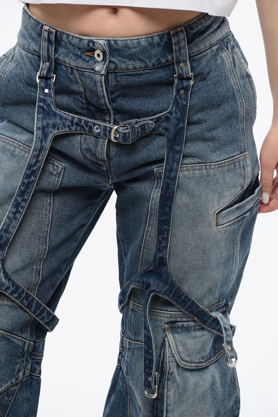Off-White og1mm1125 Loose Fit Cargo Jeans in Blue Size 27" / US 4 / IT 40 - 3 Thumbnail