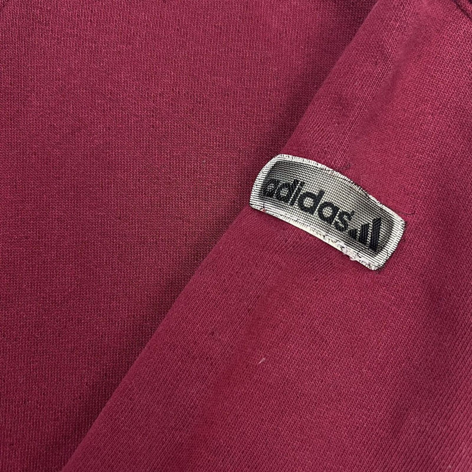 Adidas × Vintage Vintage Adidas Essential Hoodie Medium Red Distressed 90s Size US M / EU 48-50 / 2 - 2 Thumbnail