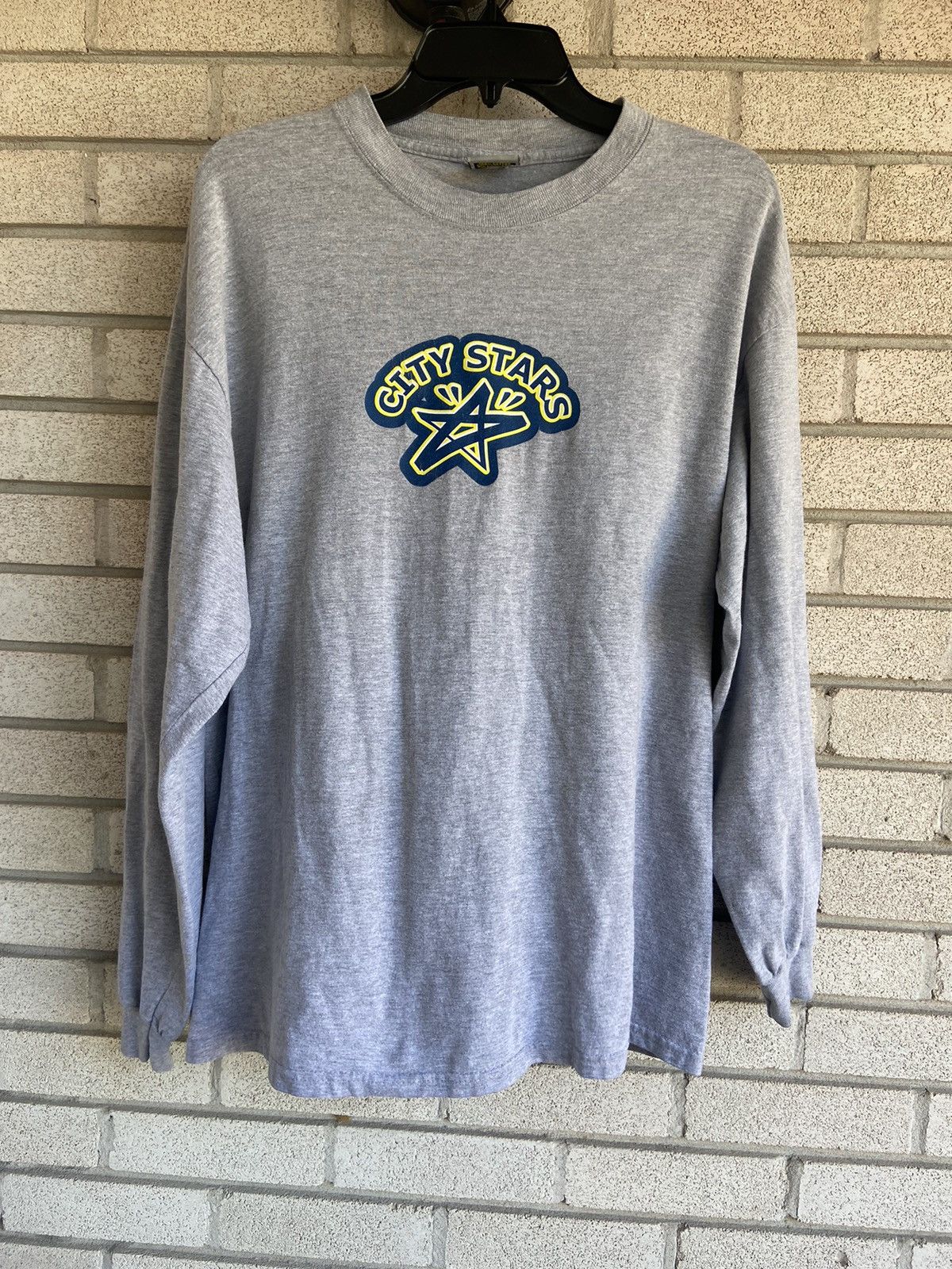 image of Skategang x Vintage City Stars Skateboard Longsleeve Shirt in Grey, Men's (Size Large)