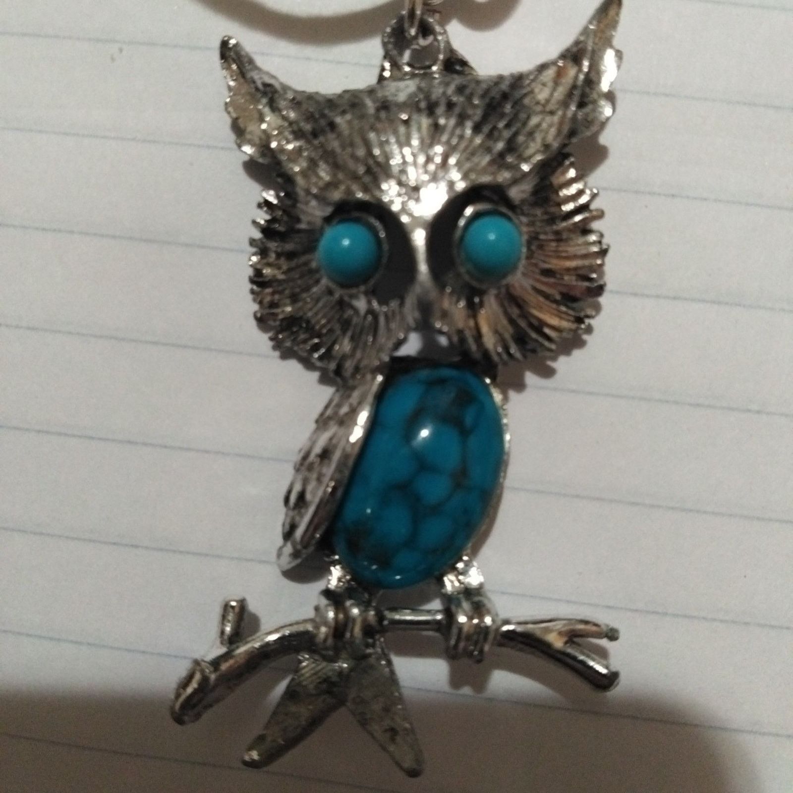 Other Vintage Blue Stone Silvertone Owl 22 Inch Corded Necklace Size ONE SIZE - 2 Thumbnail