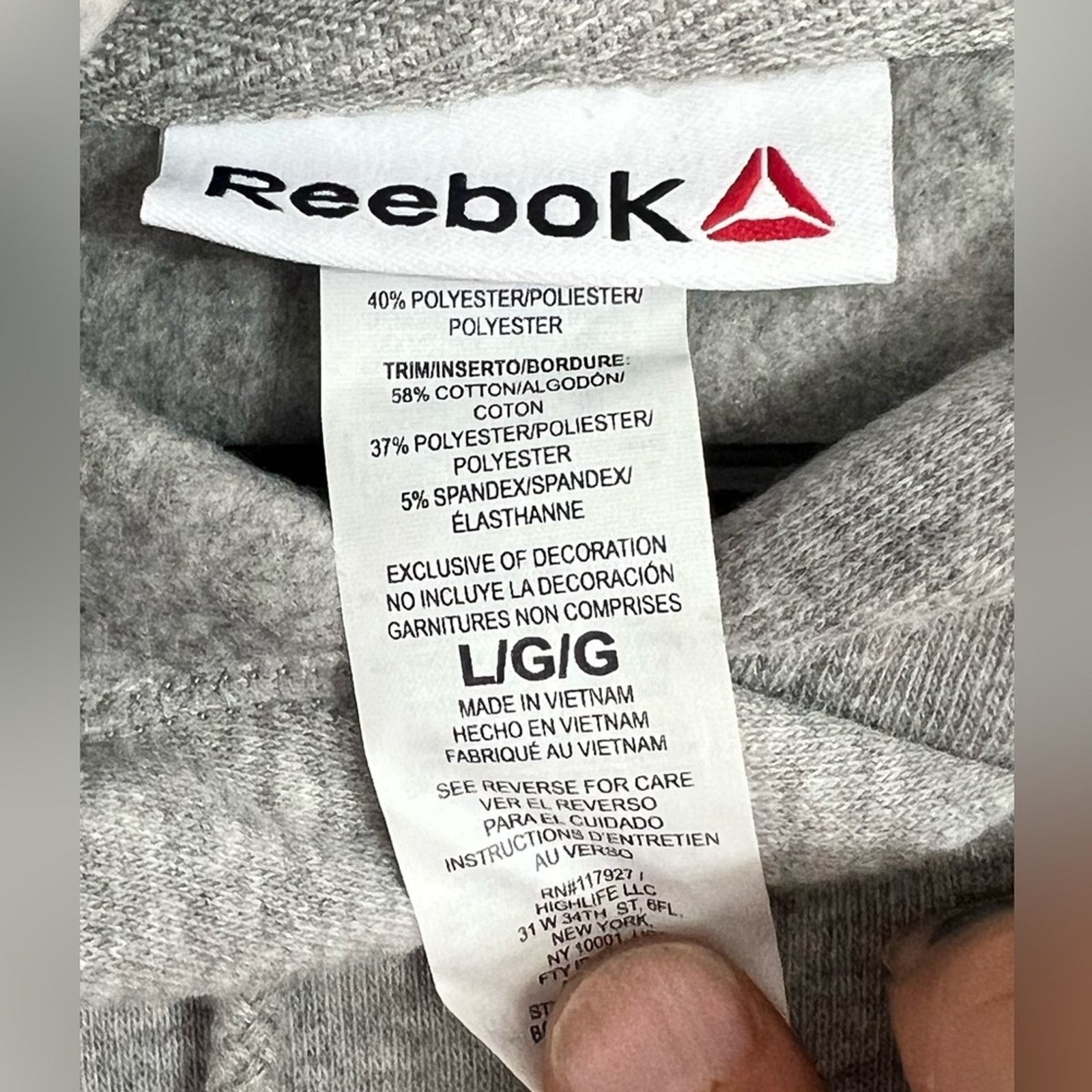 Reebok Reebok Ladies Grey Heather Graphic Hoodie LARGE (With Tags) Size L / US 10 / IT 46 - 8 Thumbnail