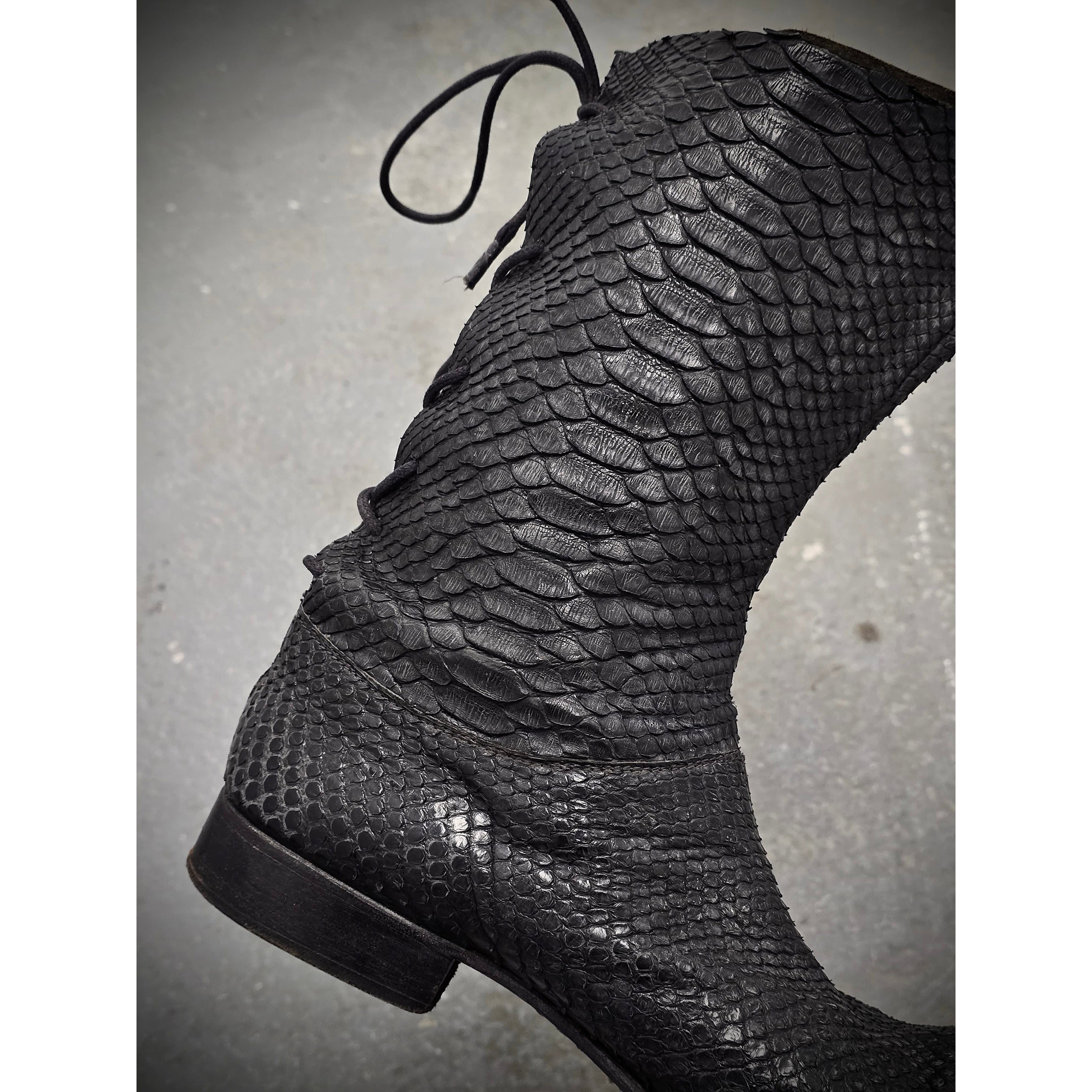 Carpe Diem Carpe Diem Early Charcoal Python Skin Back-Lace Boots Size US 10 / EU 43 - 7 Thumbnail