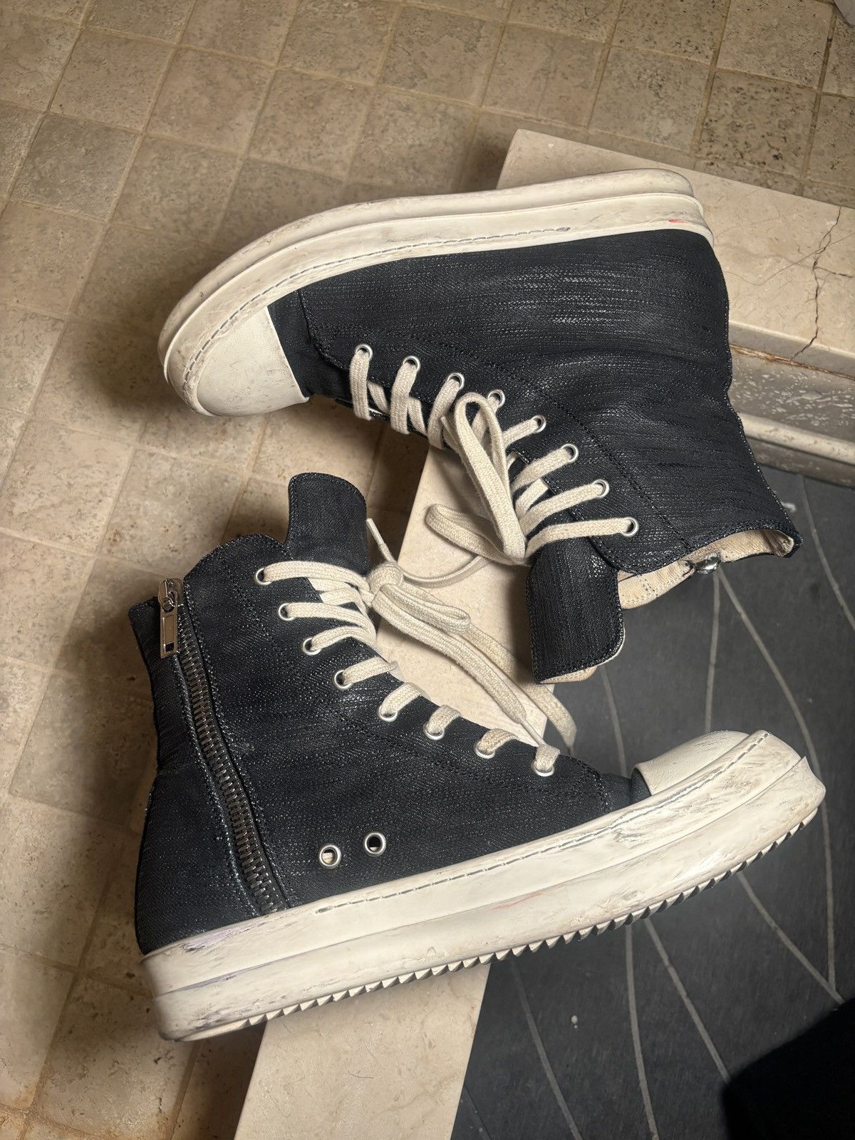 Rick Owens Rick Owens DRKSHDW Waxed Denim High Top Ramones Size US 7 / EU 40 - 4 Thumbnail