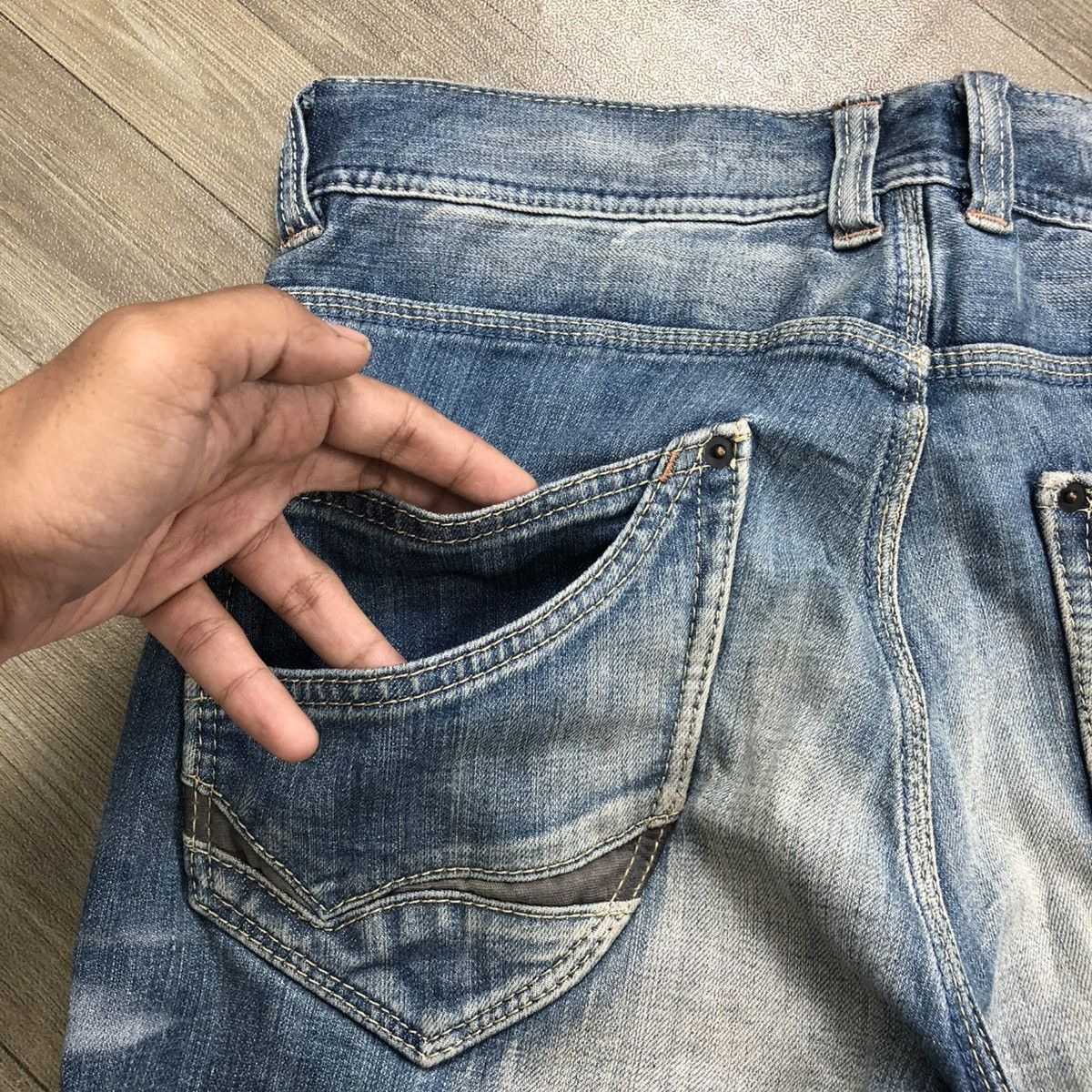 If Six Was Nine × Japanese Brand × Le Grande Bleu (L.G.B.) 2000s Nicole Club Multi Pocket Faded Bootcut Flared Jeans Size US 31 - 20 Thumbnail