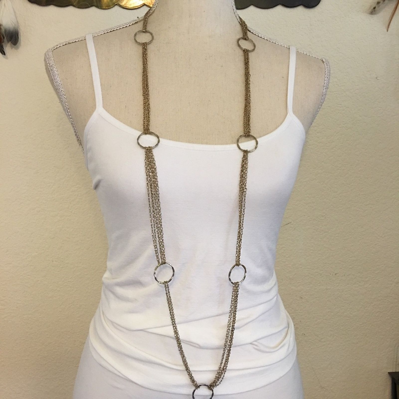 Vintage Vintage multi strand gold tone chain necklace Size ONE SIZE - 1 Thumbnail