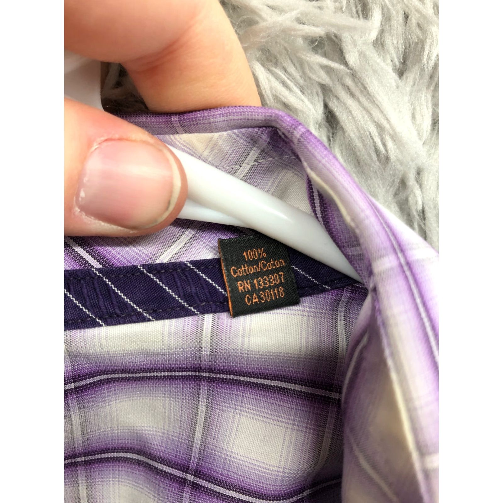 Ben Sherman Ben Sherman Shirt Mens Purple Long Sleeve Spread Collar 16.5 32-33 Button-Up Regular Plaid Size US XL / EU 56 / 4 - 7 Thumbnail