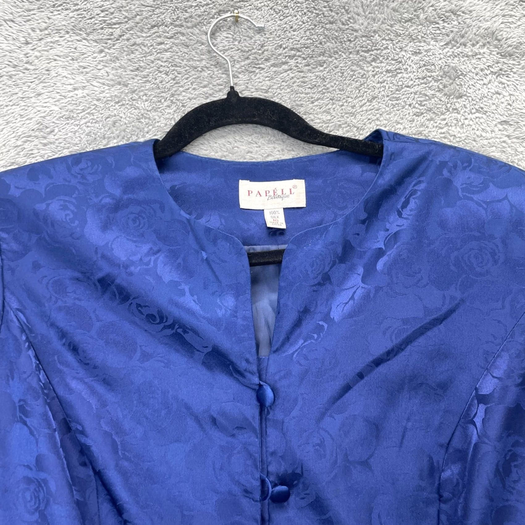 Vintage VINTAGE Papell Boutique Jacket Womens 10 Blue Blazer Coat Silk Lined Single Breasted Blazer Womens 10 Blue Silk Lined Buttoned City Retro 90s Womens Size L / US 10 / IT 46 - 7 Thumbnail