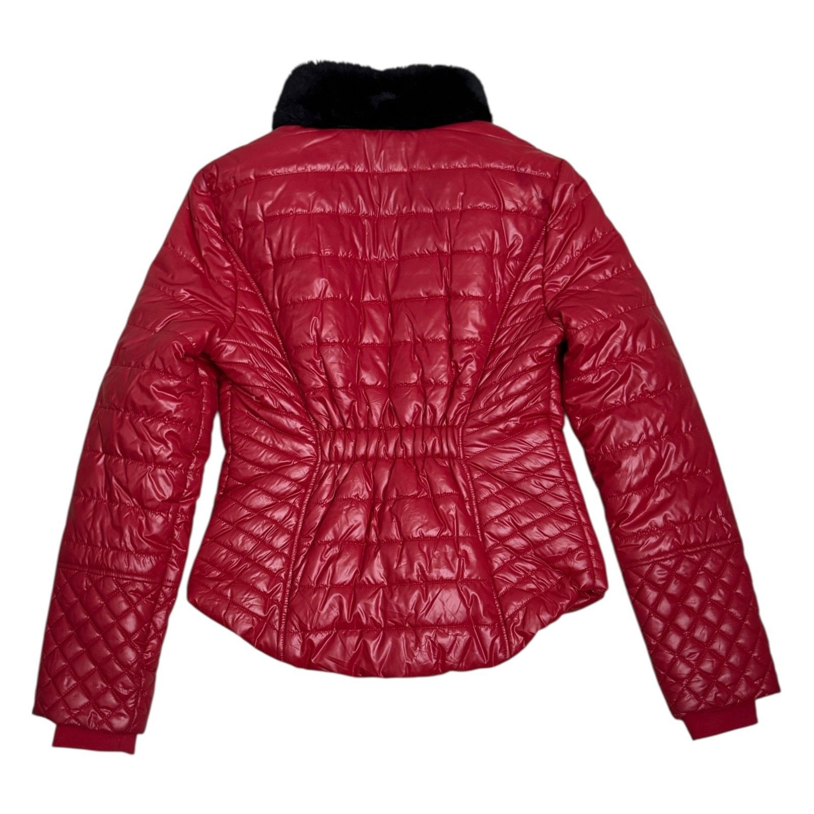 Guess GUESS Red Designer Winter Puffer Faux Fur Jacket Coat Small Size S / US 4 / IT 40 - 3 Thumbnail