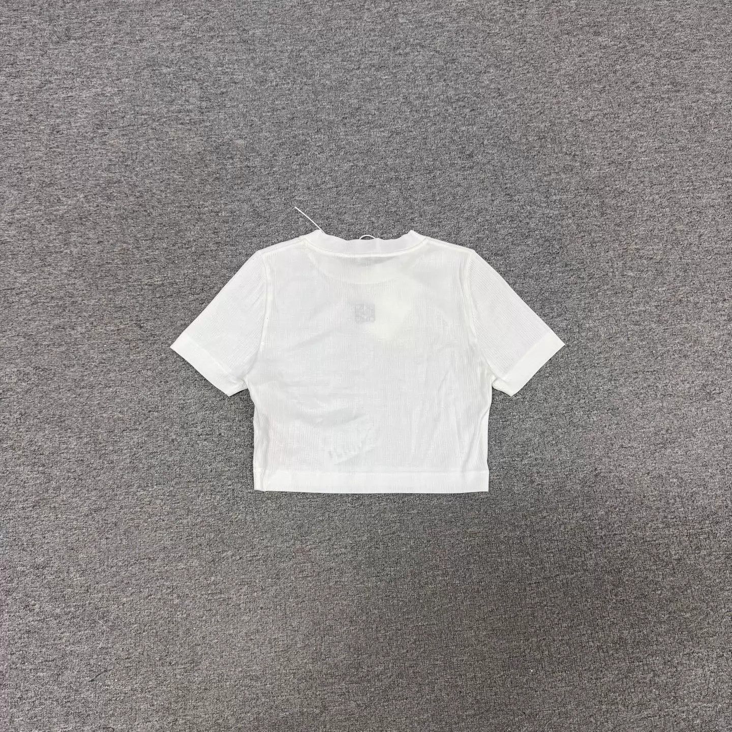 Loewe LOEWE White Ribbed Square Logo Short Sleeve Tee Size L / US 10 / IT 46 - 2 Thumbnail