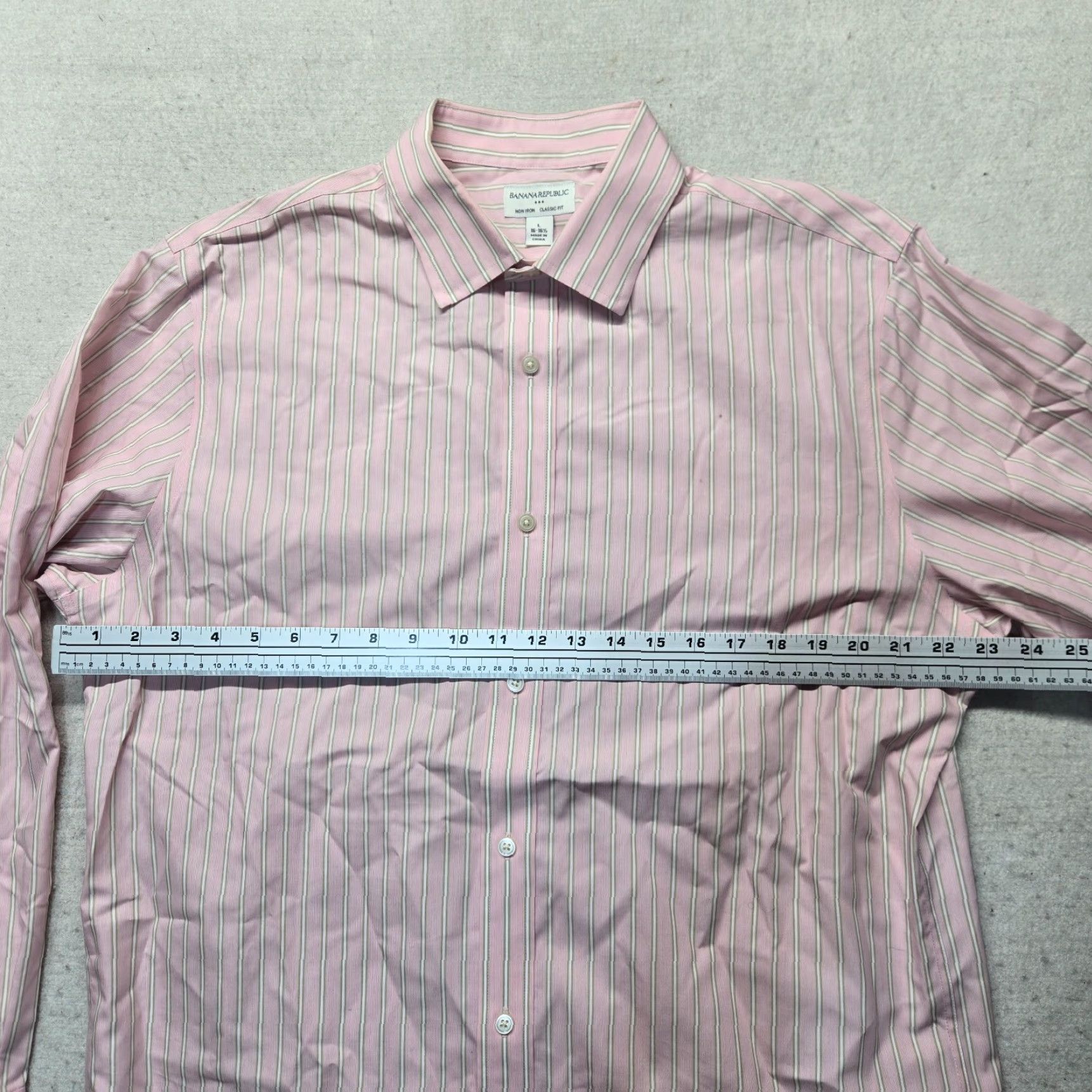 Banana Republic Banana Republic Shirt Striped Pink Button-Up Long Sleeve Mens L 16-16.5 Size 42R - 4 Thumbnail