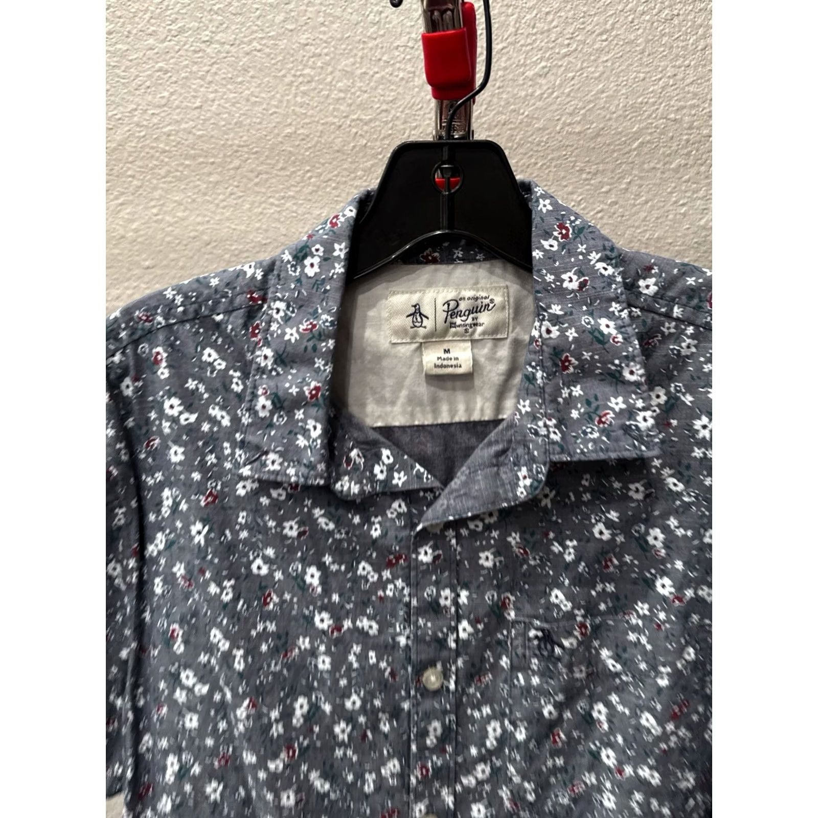 Vintage Penguin Floral BUTTON UP SHIRT Pocket Medium M Mens Size US M / EU 48-50 / 2 - 6 Thumbnail
