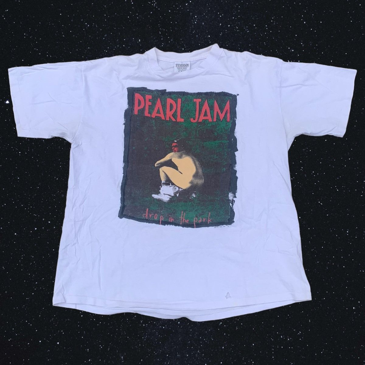 image of Band Tees x Vintage 1992 Pearl Jam "drop In The Park" Vintage Concert Tee Shirt in White (Size XL)