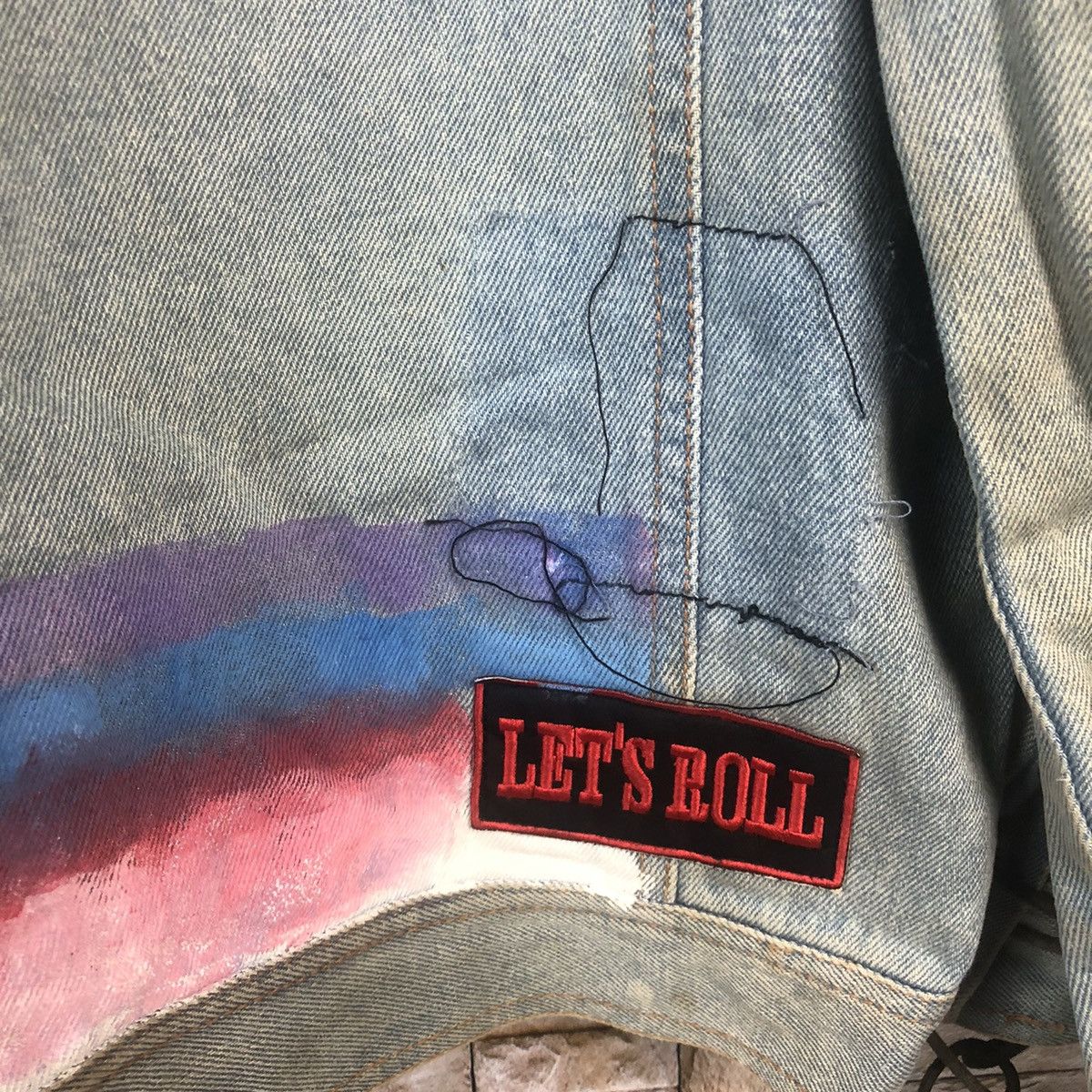 Japanese Brand Born To Wild Blue ripped patchwork Denim Jacket #A25 Size US XL / EU 56 / 4 - 18 Thumbnail