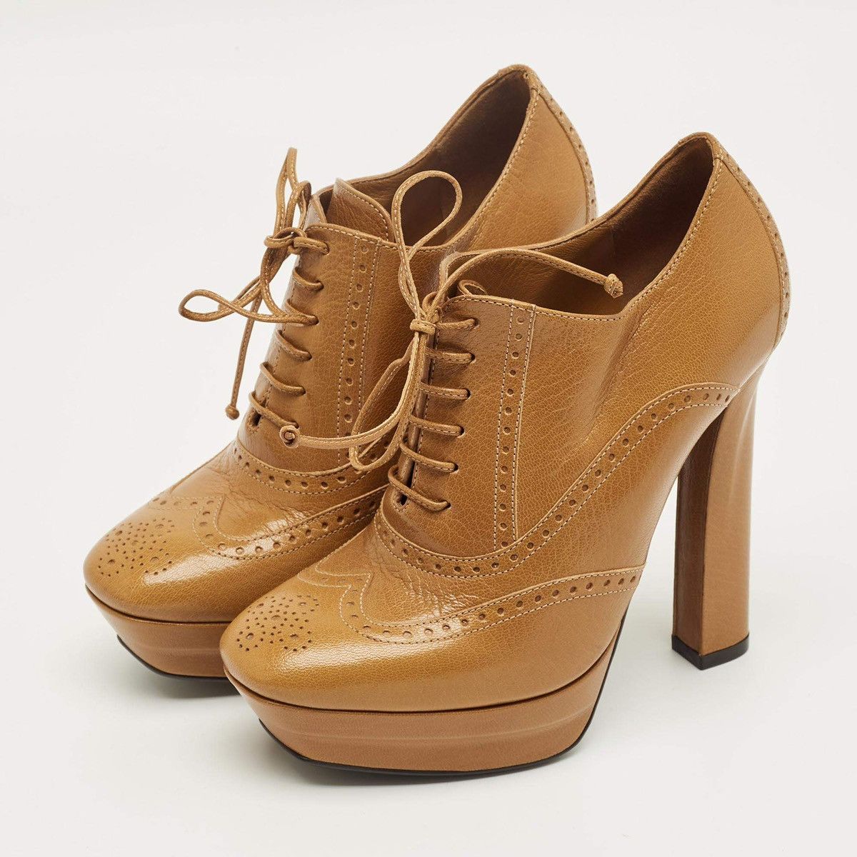 Bottega Veneta Bottega Veneta Leather Lace Up Platform Ankle Booties Heels Size US 7 / IT 37 - 1 Thumbnail