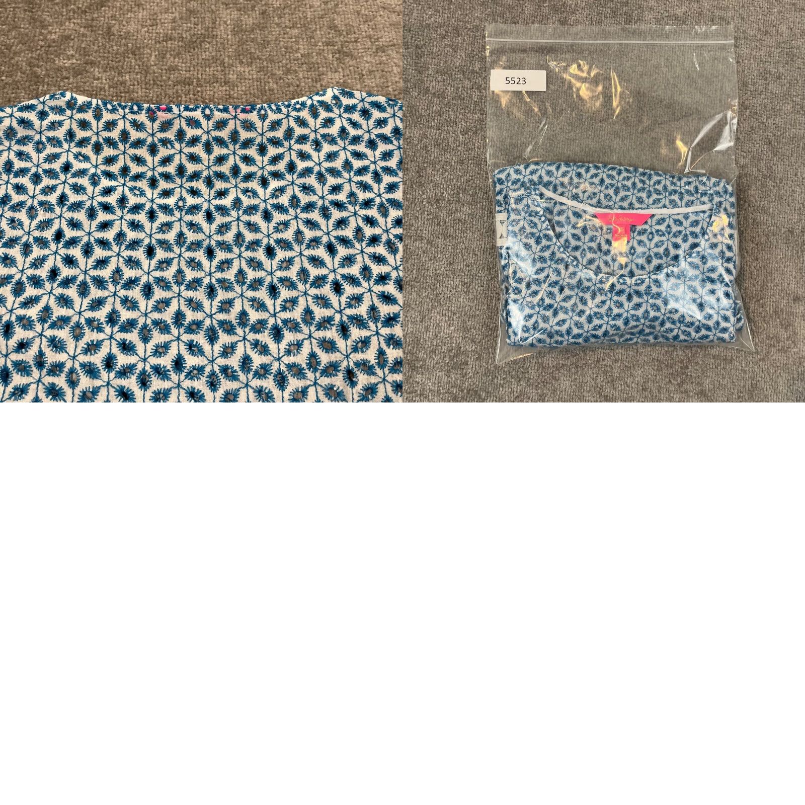 Lilly Pulitzer LILLY PULITZER Top Womens XXS Zazie Eyelet Shirt Mr Peacock Blue Zanzibar Preppy Shirt Womens XXS LILLY PULITZER Size XXS / US 00 / IT 34 - 9 Thumbnail