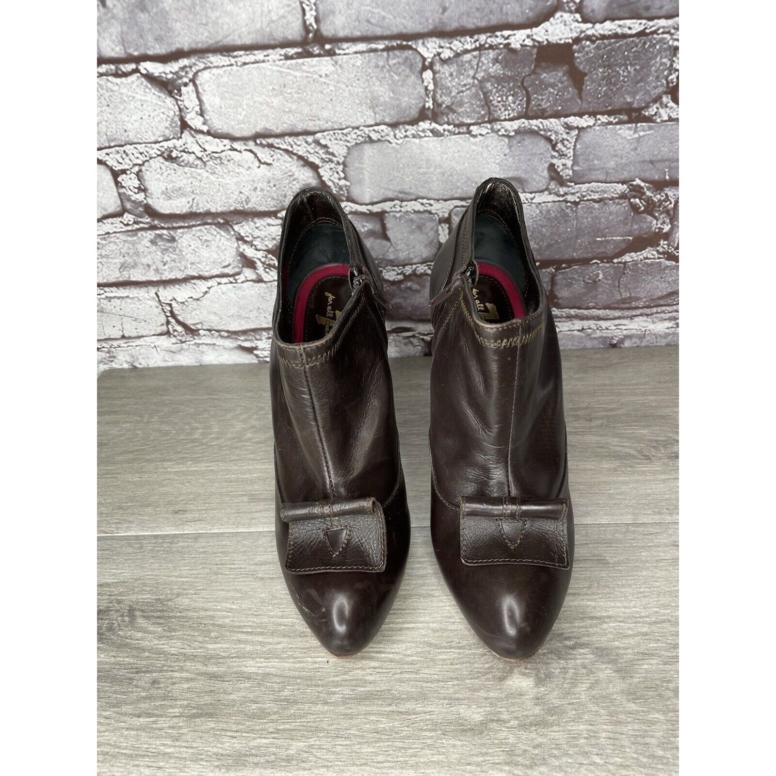 Seven 7 7 Seven for all Mankind Brown Leather Wooden Heel Booties Wo Size US 9.5 / IT 39.5 - 20 Thumbnail