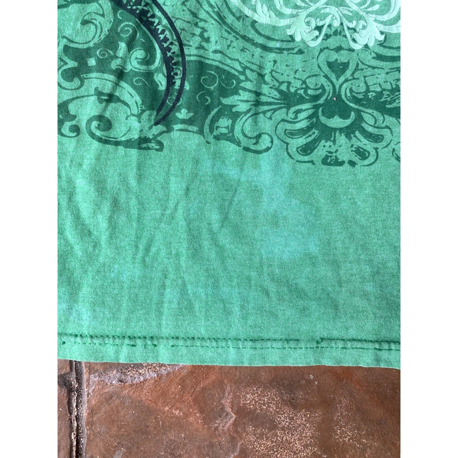 Delta VINTAGE Y2K Affliction Style Cross T-Shirt XL Grunge Emo Skater Delta Men Green Skull Crew Neck Short Sleeve Cotton Brand Delta Regular Size US XL / EU 56 / 4 - 4 Thumbnail