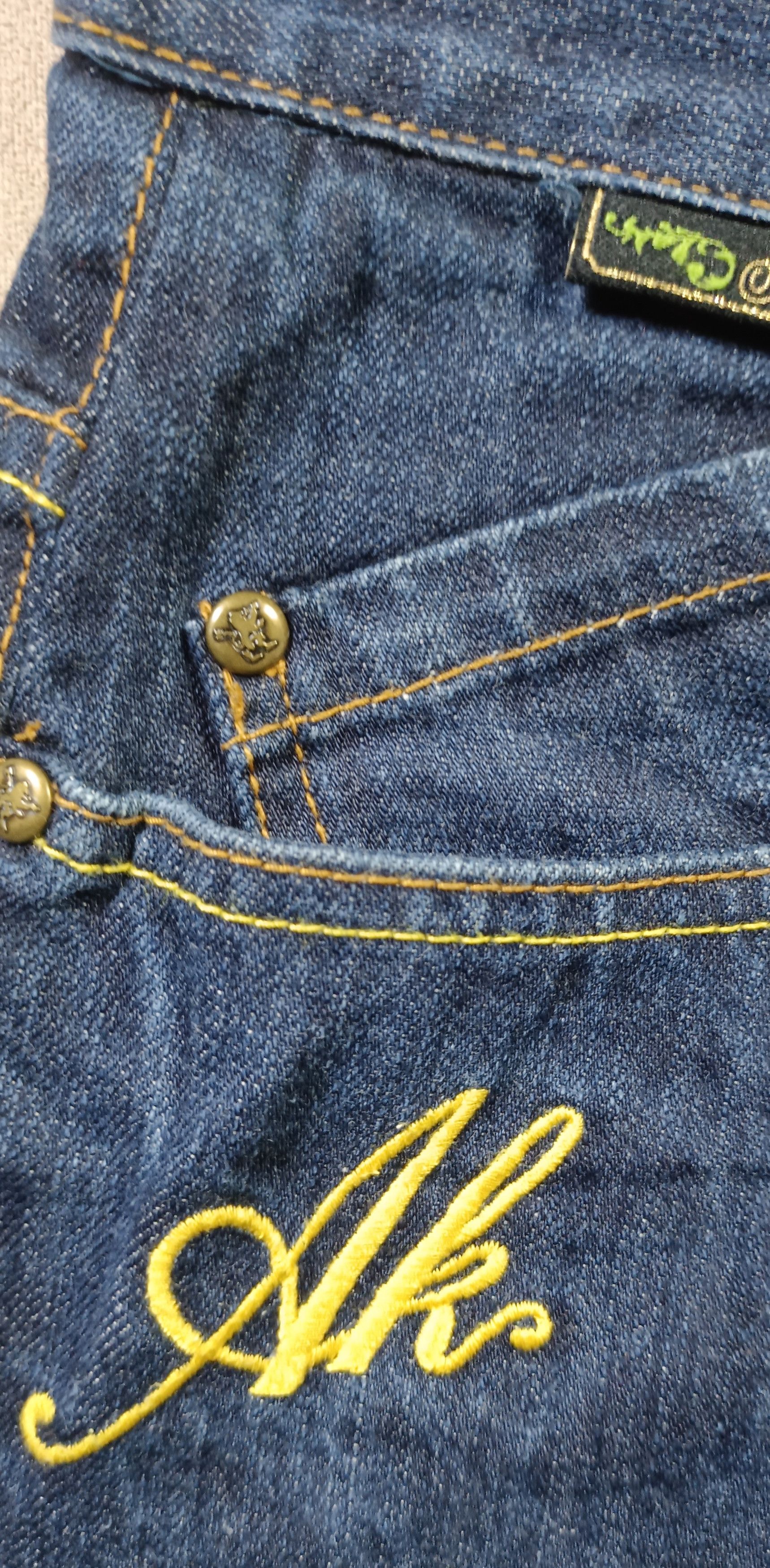 Akademiks × JNCO × Japanese Brand Akademiks Jeans Baggy Dark Wash Embroidered Pockets Hip Hop Size US 34 / EU 50 - 14 Thumbnail