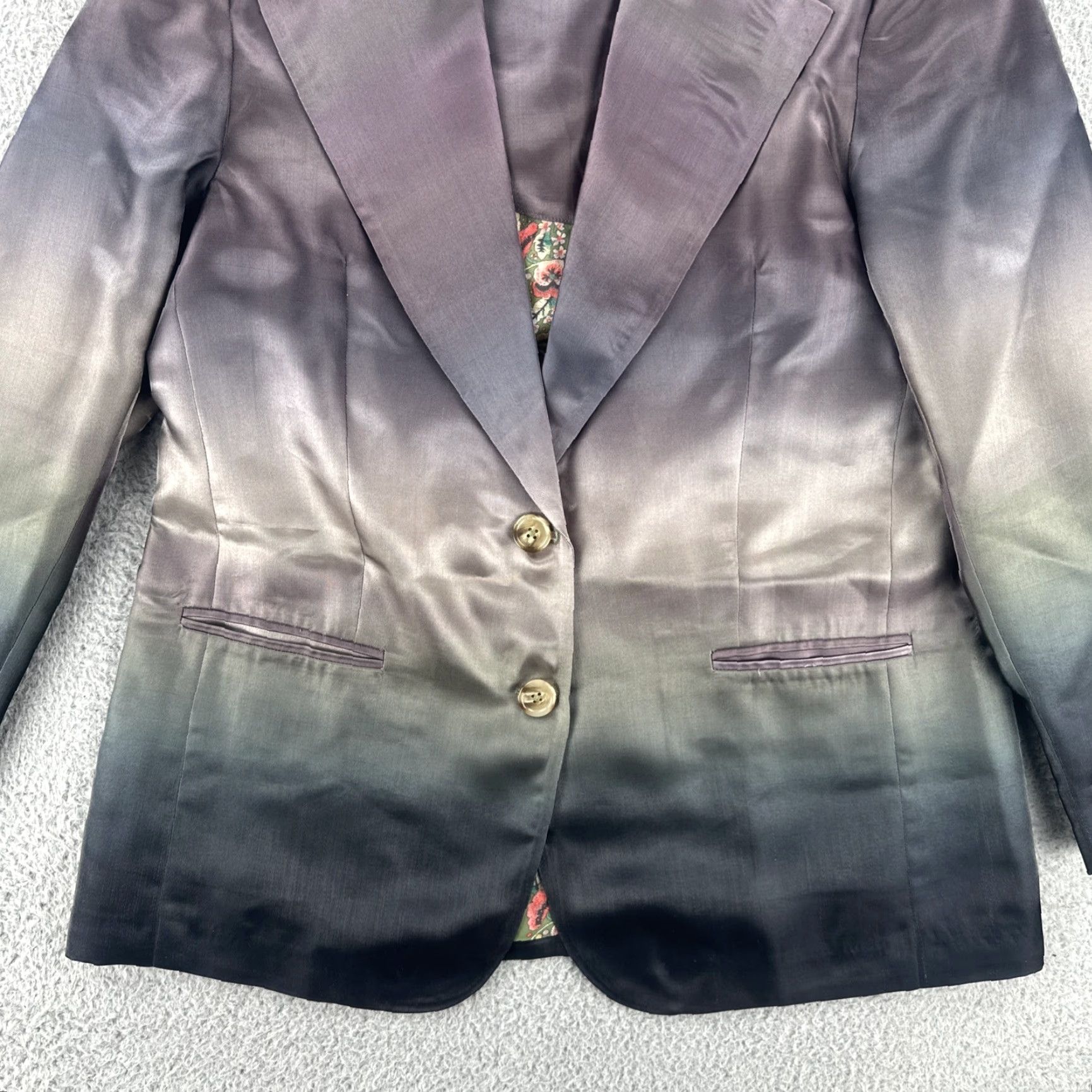 Vintage VINTAGE La Fuori Women’s Blazer Shirt Purple Ombré Silk NWT Small S XS Ladies Womens Size S / US 4 / IT 40 - 4 Thumbnail