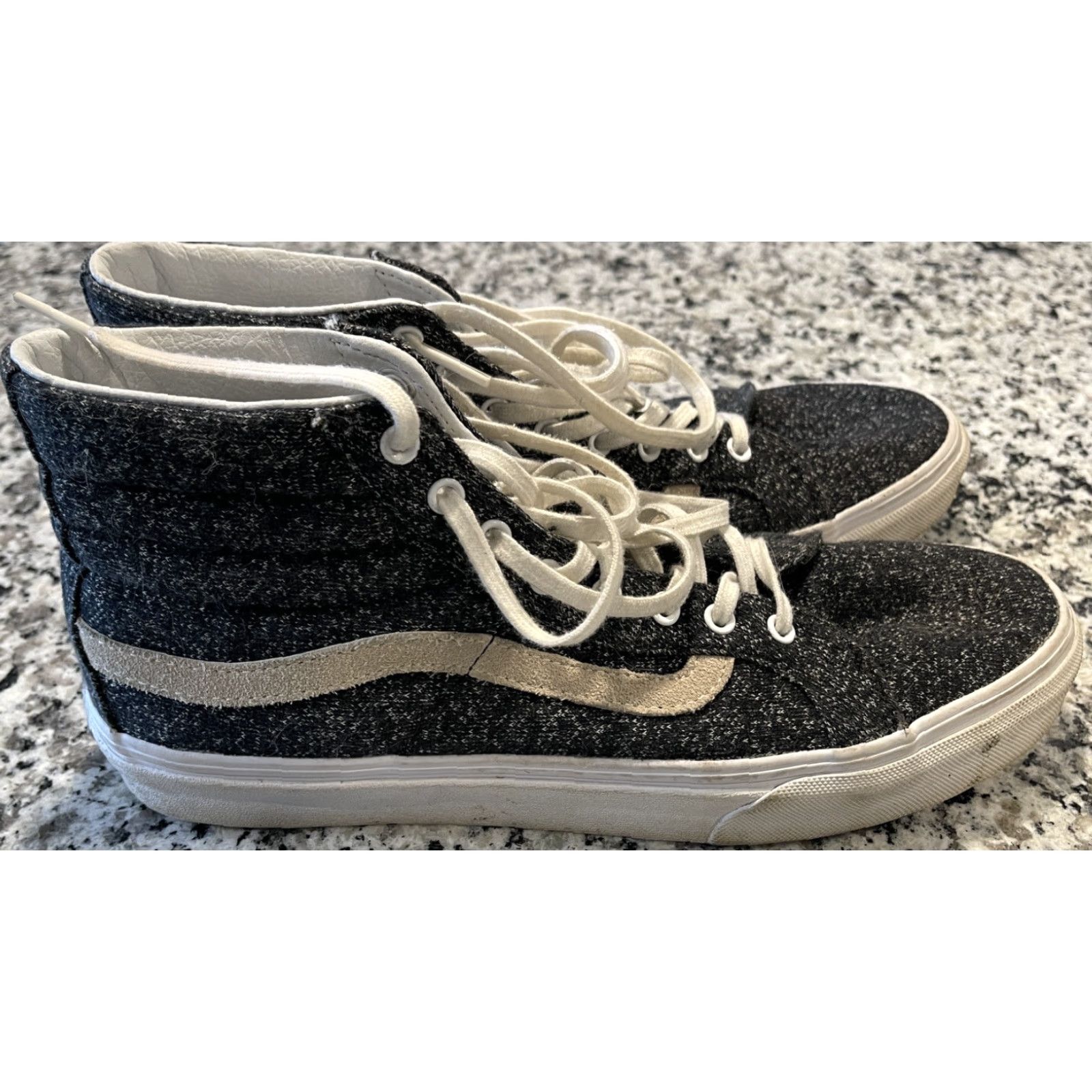 Vans VANS SK8-Hi Gray Wool Stripe Hi Top Sneakers Shoes Zip Back Men’s 8 Black Size US M / EU 48-50 / 2 - 3 Thumbnail