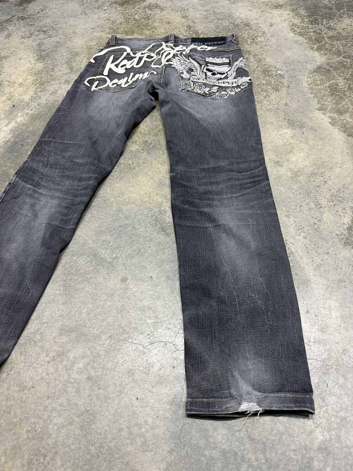 Ed Hardy × Japanese Brand Red Pepper distressed Denim Rare Design Size US 31 - 13 Thumbnail