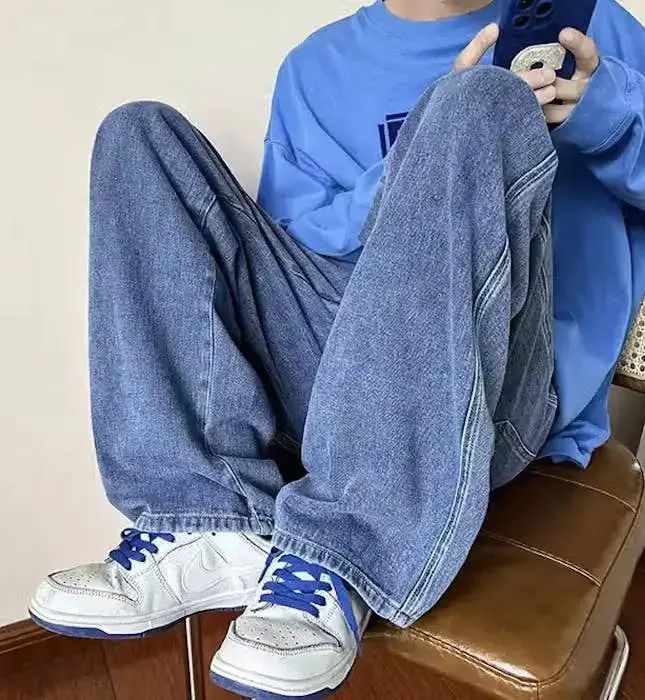Japanese Brand Blue Color Straight Denim Baggy Pant Size US 30 / EU 46 - 4 Thumbnail