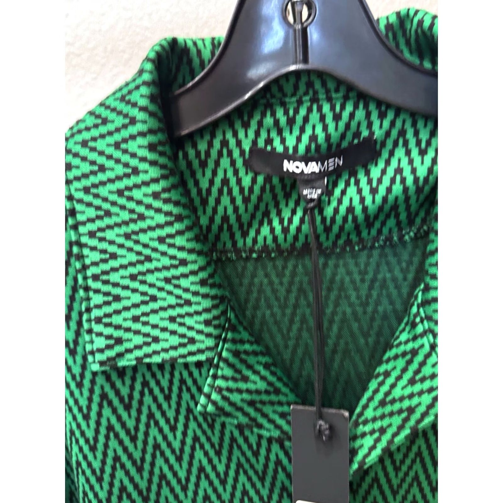 Fashion Nova Fashion Nova Shirt Short Sleeve NWT Thick Green Zig Pattern Large L Multicolor Mens Shirt Size US L / EU 52-54 / 3 - 6 Thumbnail