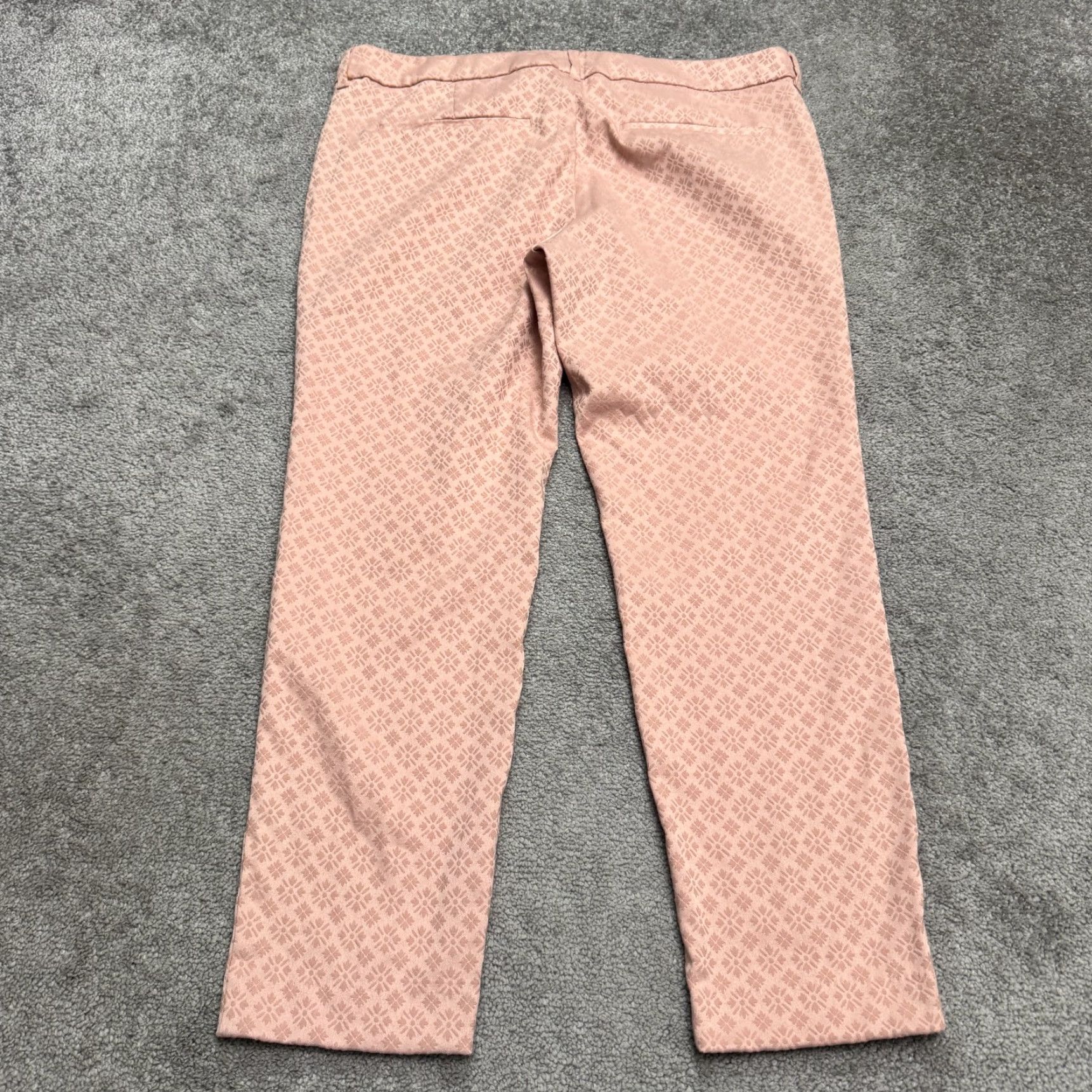 Old Navy Old Navy Pixie Mid Rise Ankle Trouser Pants Womens 14 Pink Geometric Jacquard Cotton Blend Size 36" / US 14 / IT 50 - 2 Thumbnail